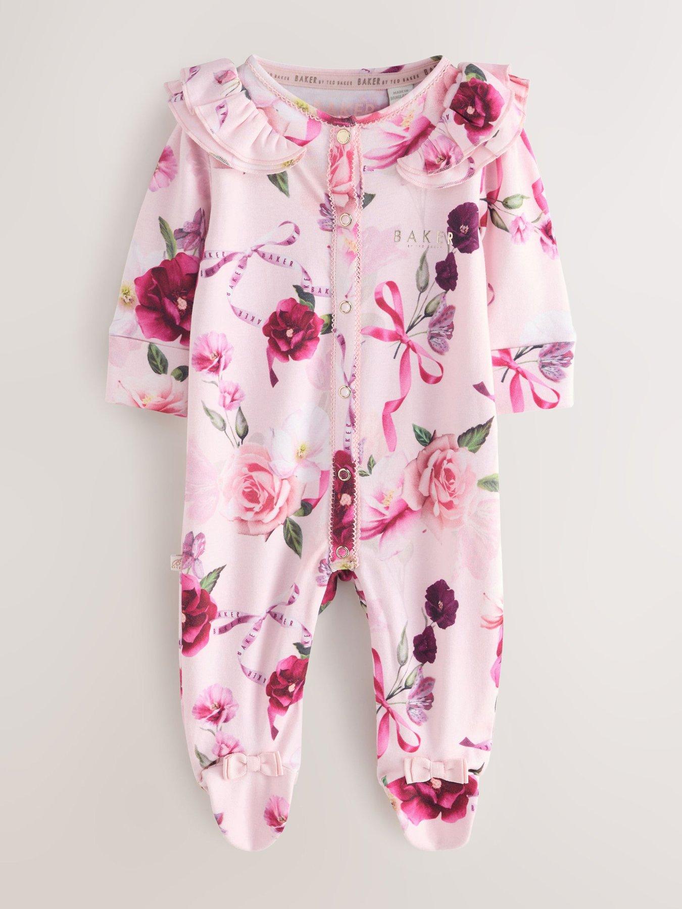 Image 3 of 6 of Ted Baker Baby Girls Pack of 3 Premium Sleepsuits - Pink