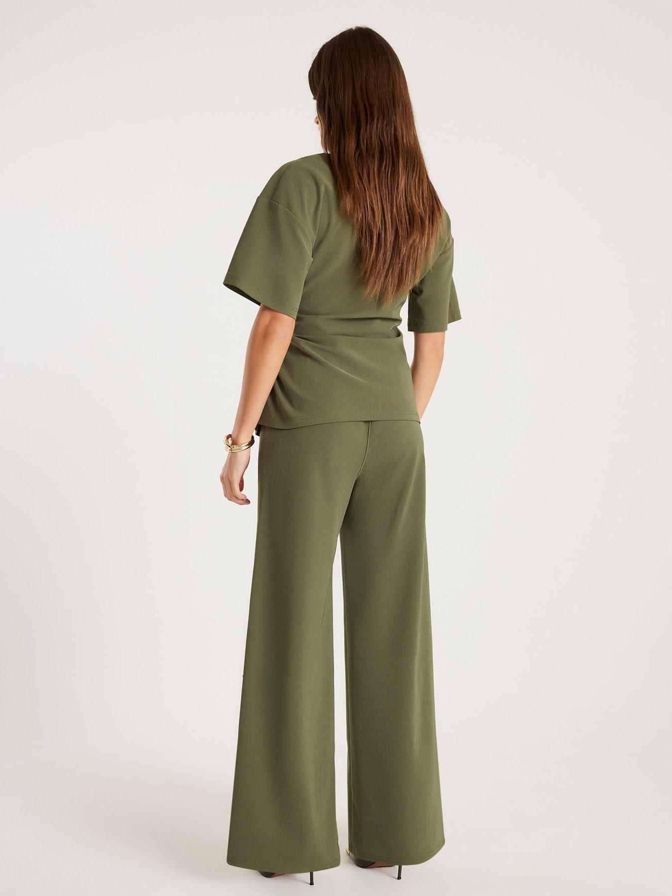 stillFront image of river-island-short-sleeve-twist-detail-top-khaki