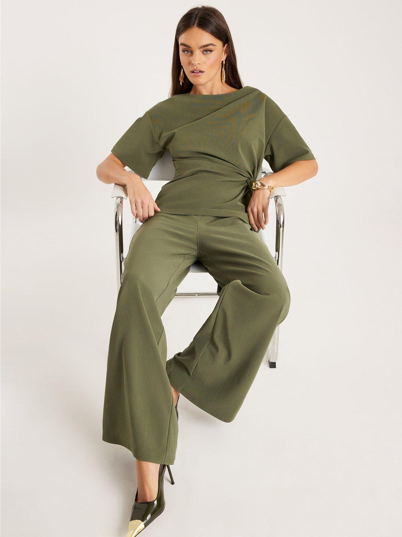  image of river-island-short-sleeve-twist-detail-top-khaki