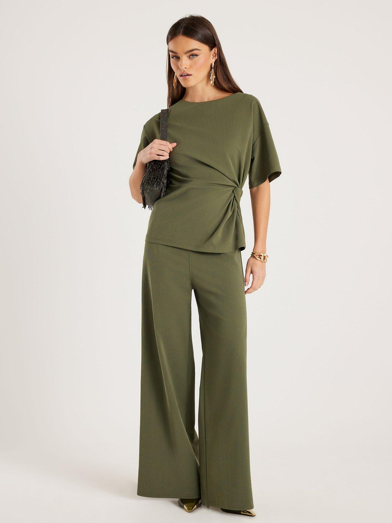  image of river-island-short-sleeve-twist-detail-top-khaki