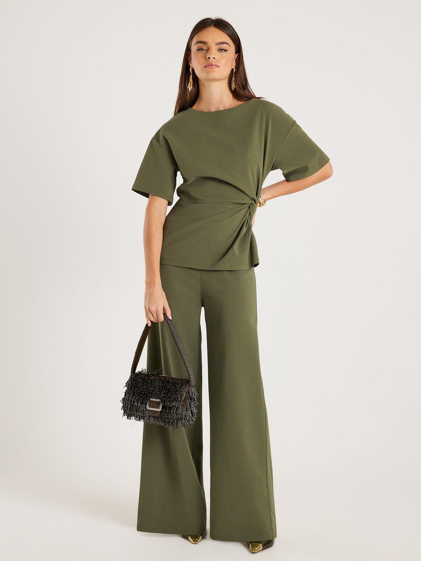  image of river-island-short-sleeve-twist-detail-top-khaki