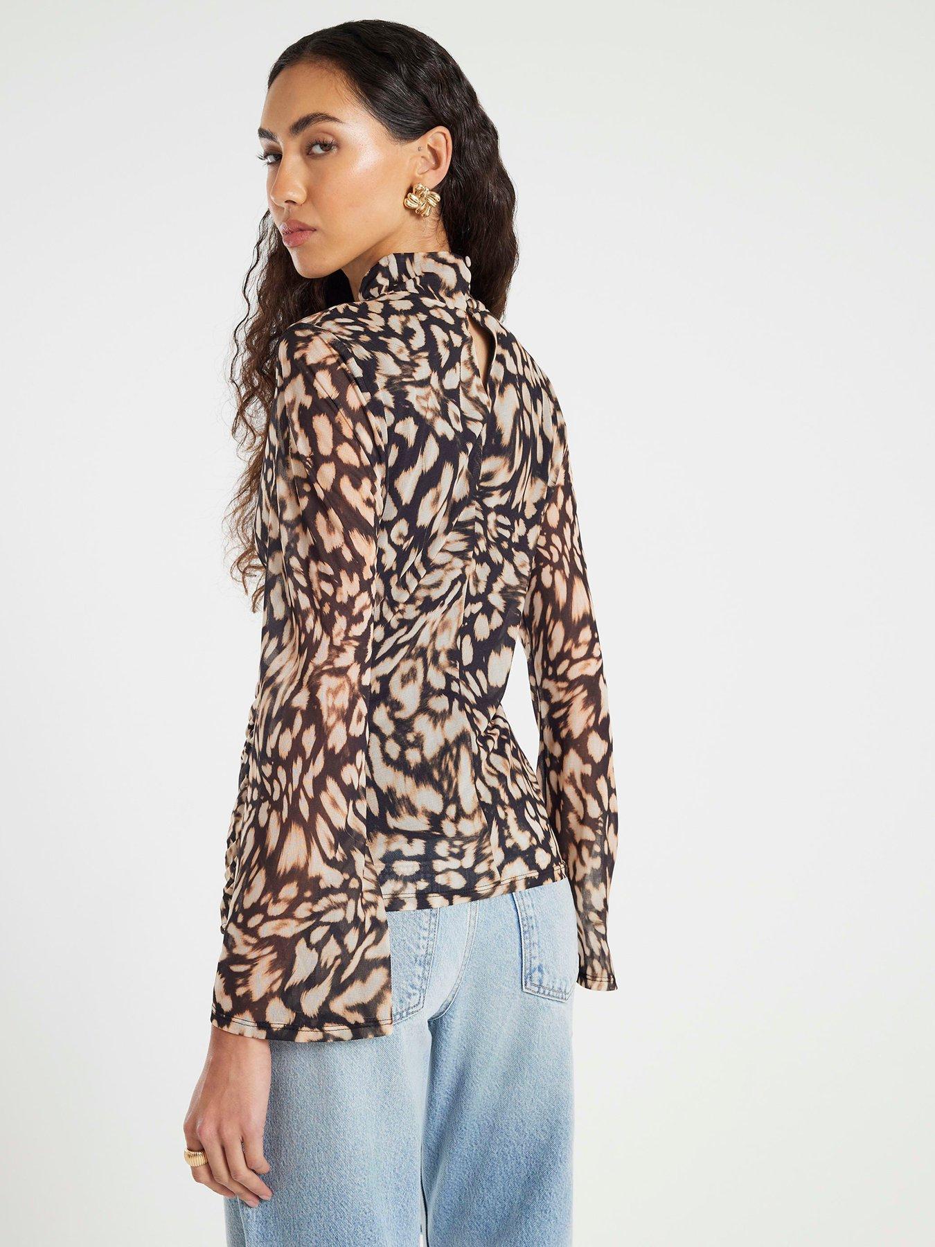 stillFront image of river-island-long-sleeve-animal-print-top-print