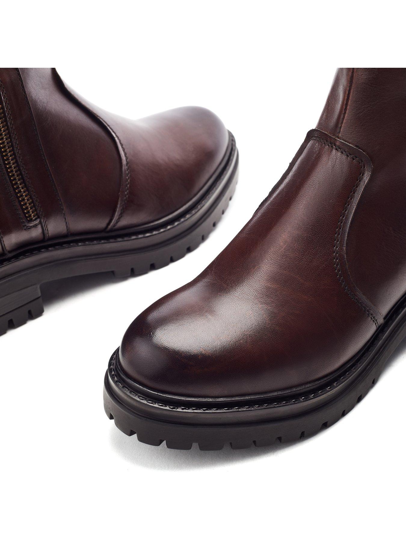  image of moda-in-pelle-chunky-side-zip-short-boot--dark-brown