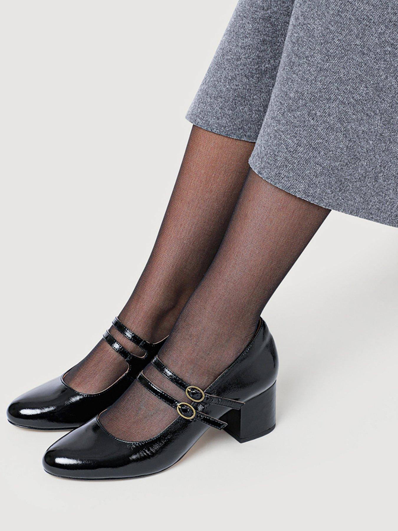  image of jones-bootmaker-xanthi-wide-fit-patent-mary-jane-heeled-shoe-black