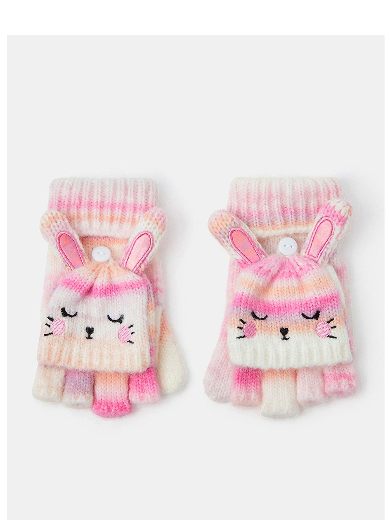  image of accessorize-girls-bunny-knitted-gloves-multi