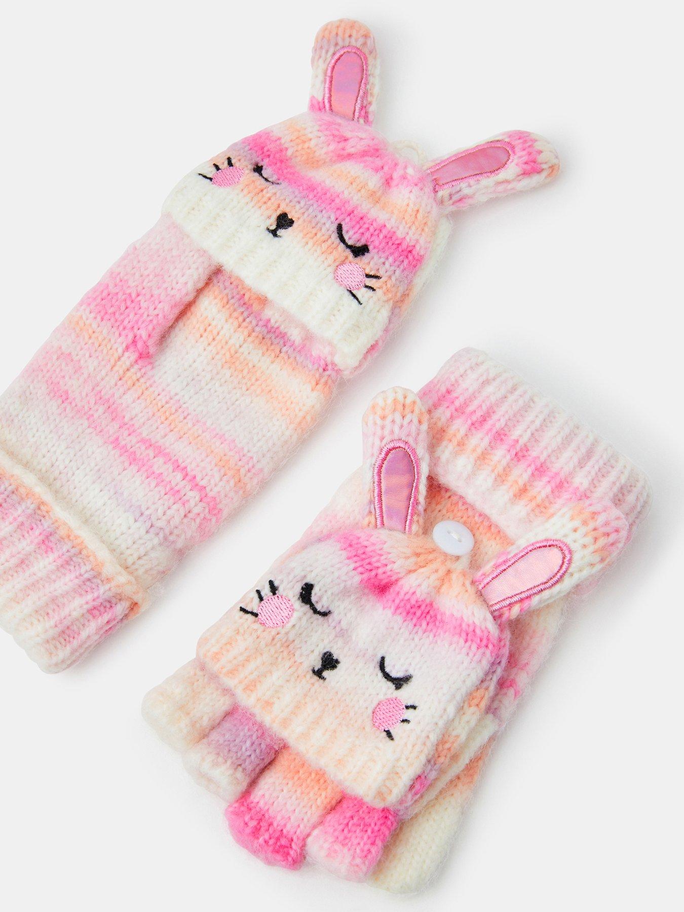  image of accessorize-girls-bunny-knitted-gloves-multi