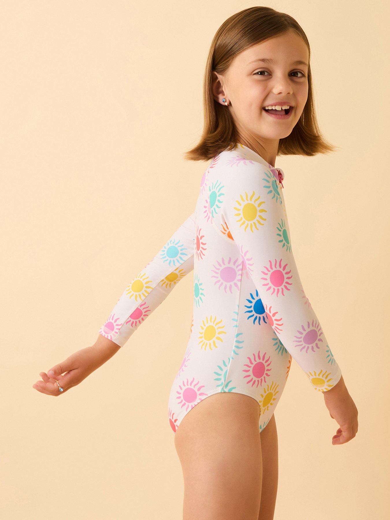 Accessorize Girls Sunshine Print Long Sleeve Swimsuit - Multi
