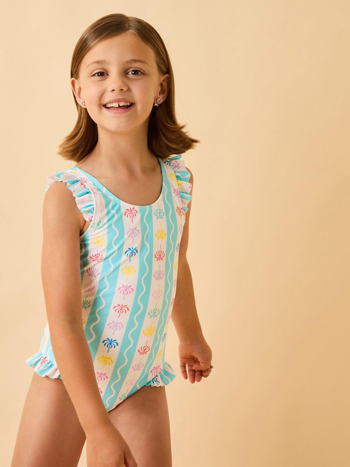 Accessorize Girls Palm Tree Print Swimsuit - Multi