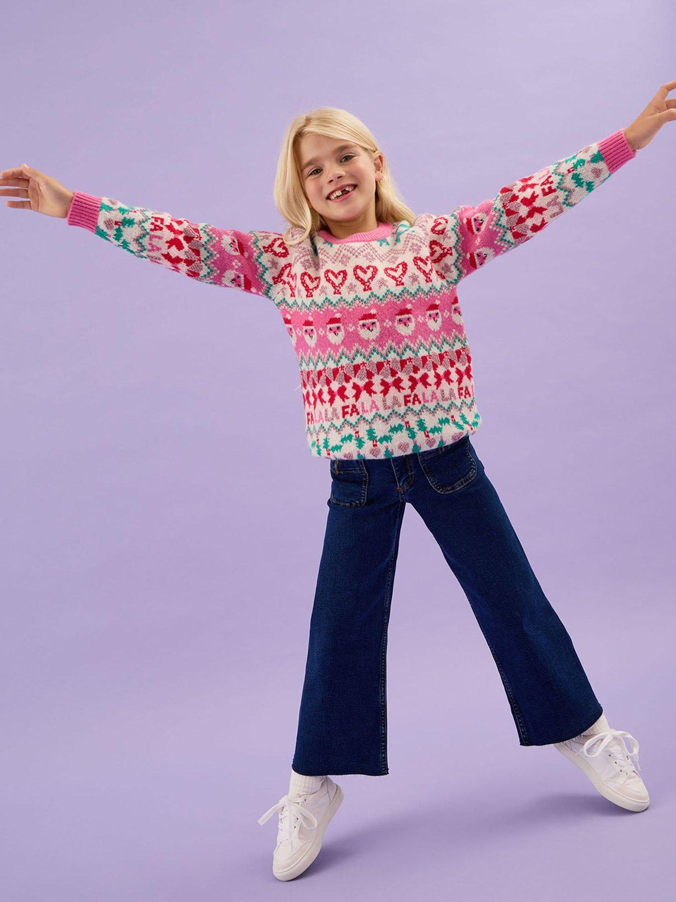  image of accessorize-girls-christmas-jumper-multi