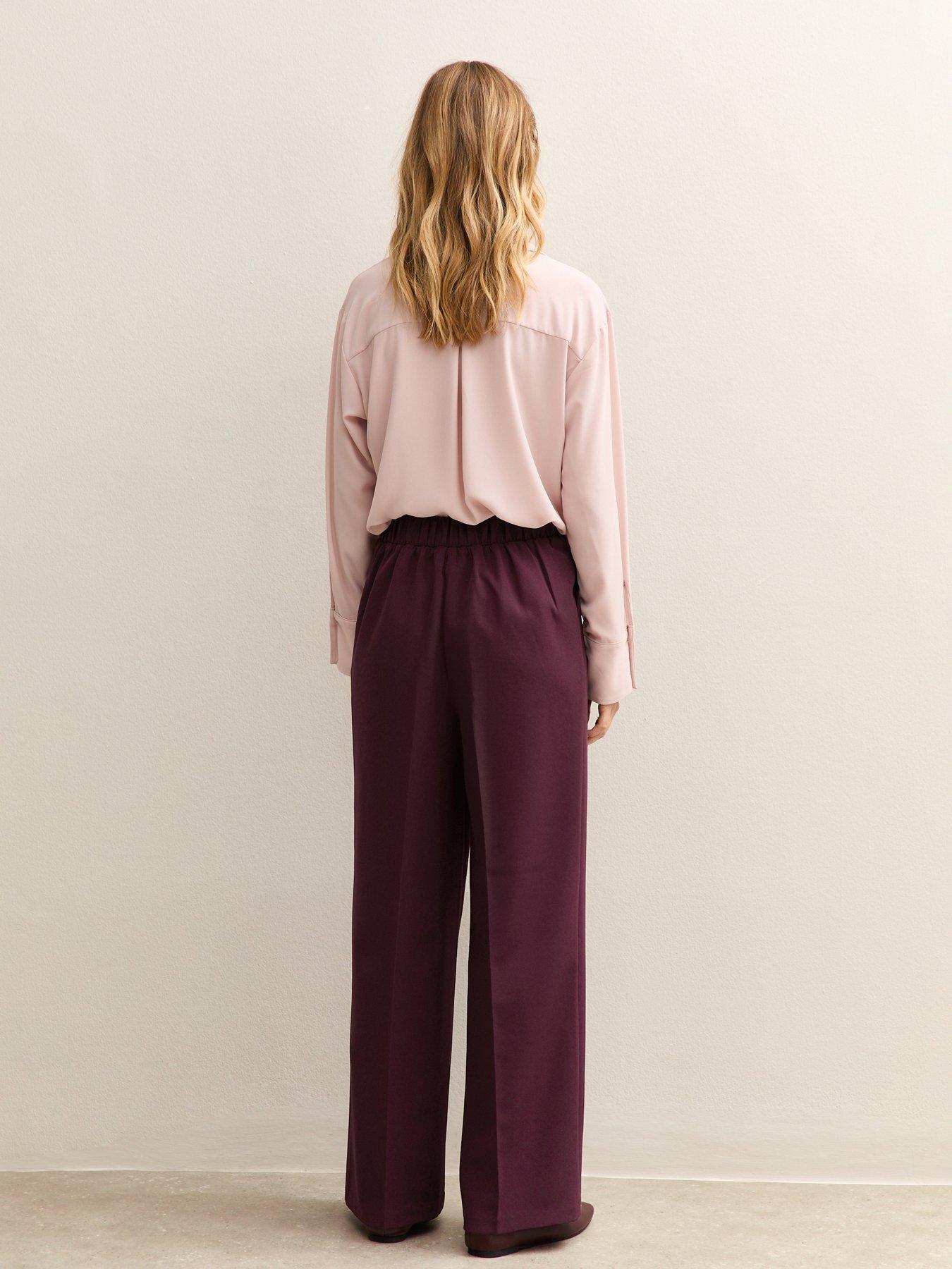  image of new-look-pull-on-wide-leg-trousers-burgundy