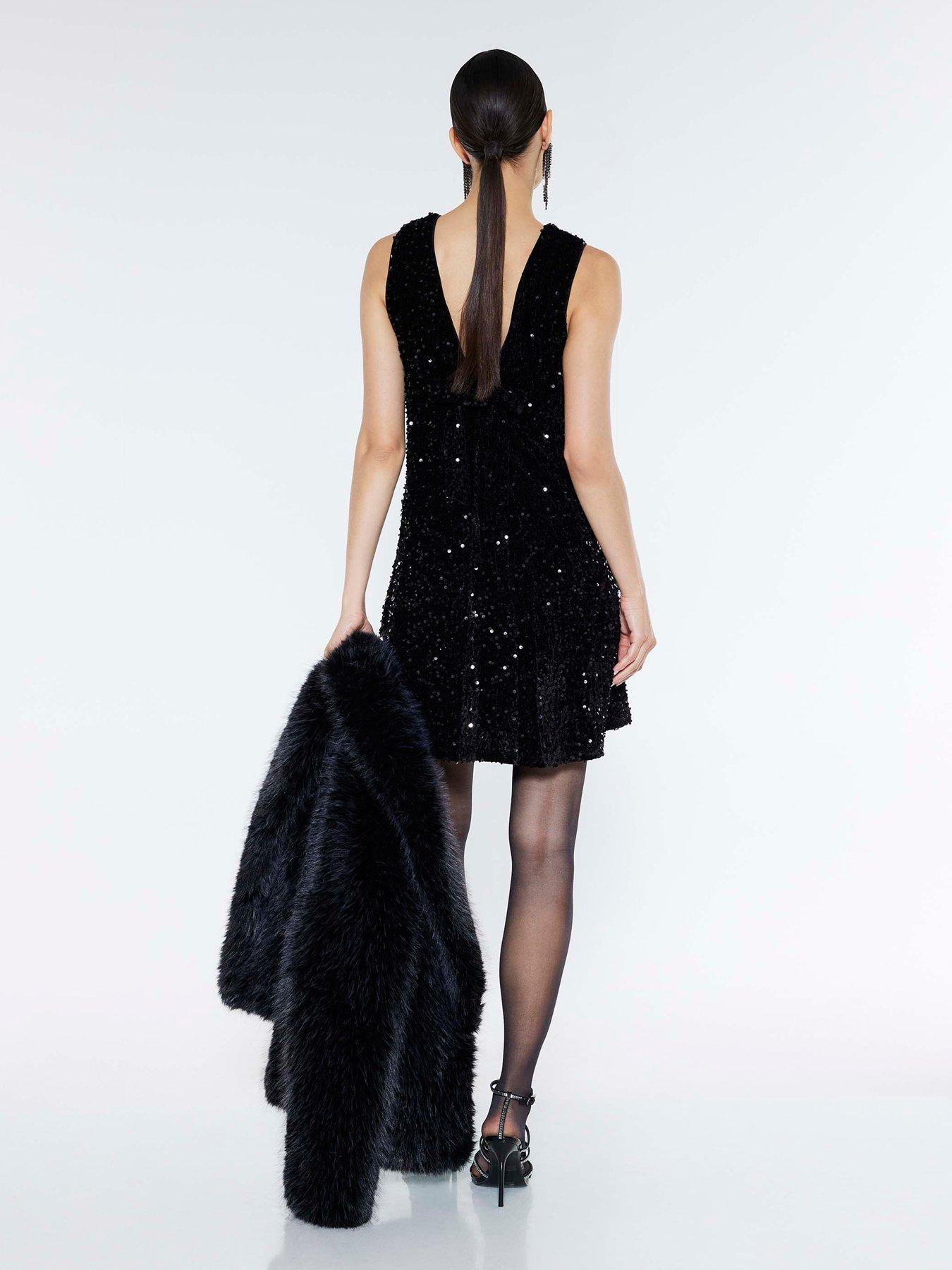 stillFront image of river-island-velvet-sequin-bow-back-mini-dress-black