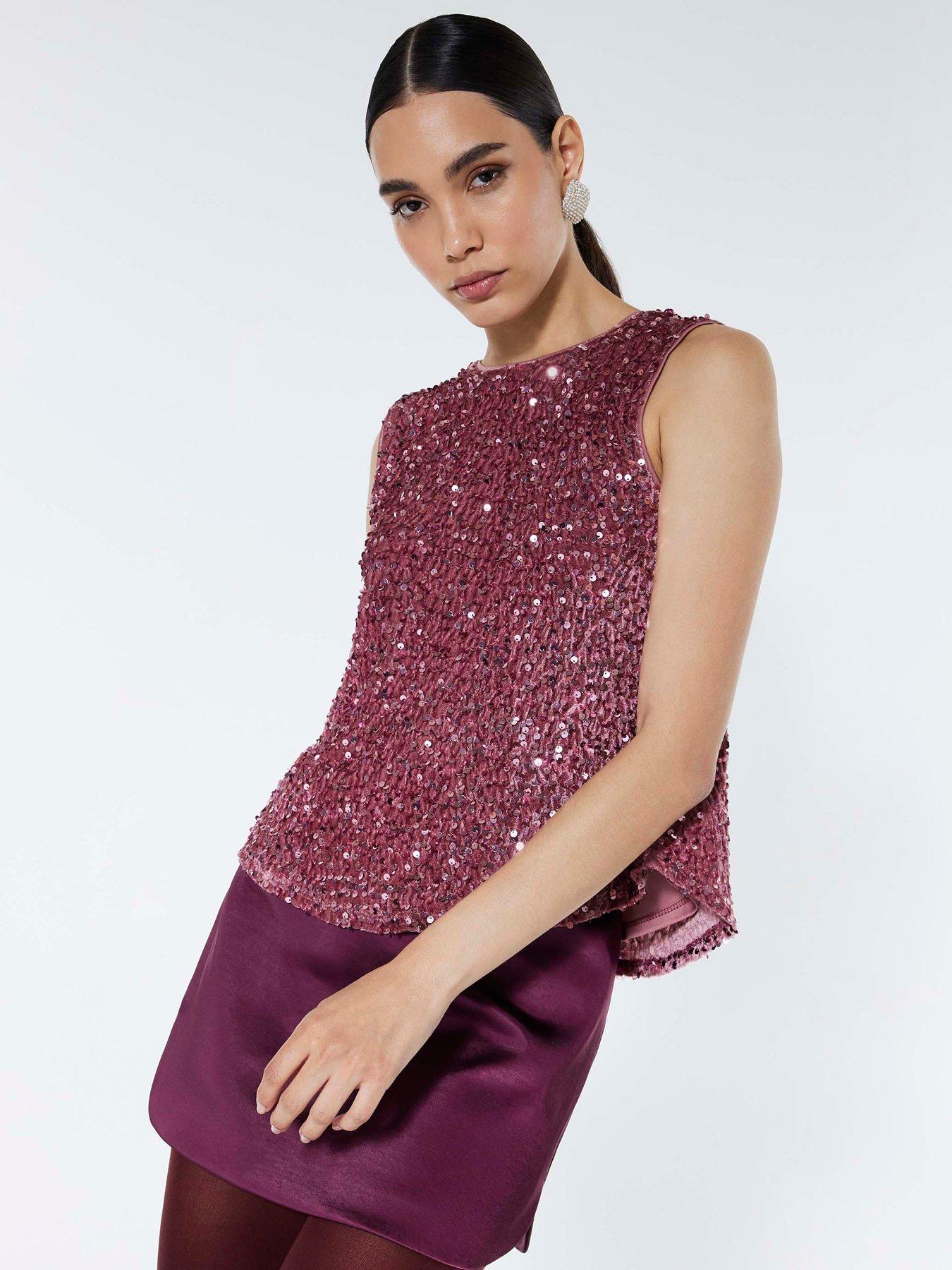 river-island-short-velvet-sequin-bow-back-top-pink