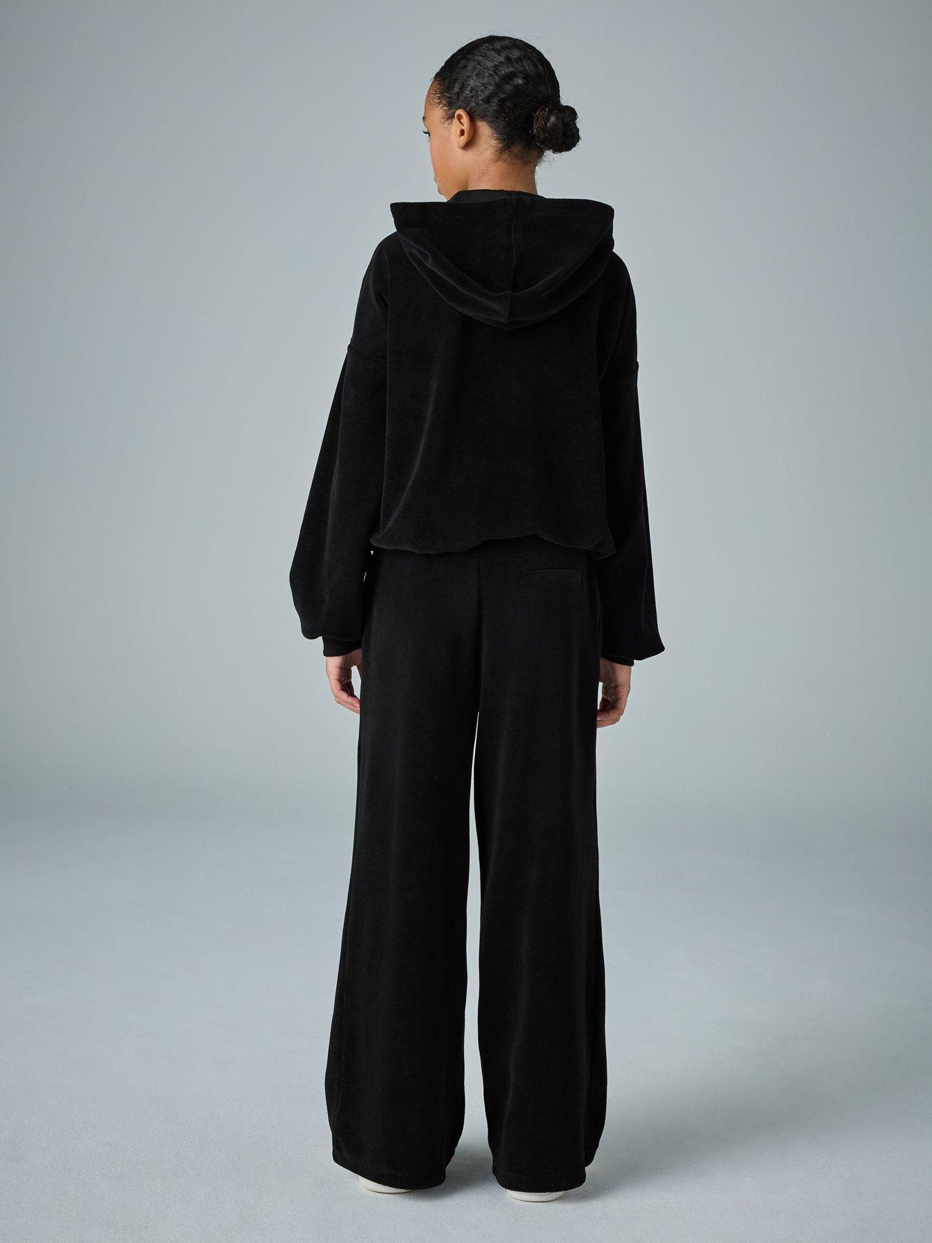  image of smallsaints-older-girls-velour-hoodie-set-black