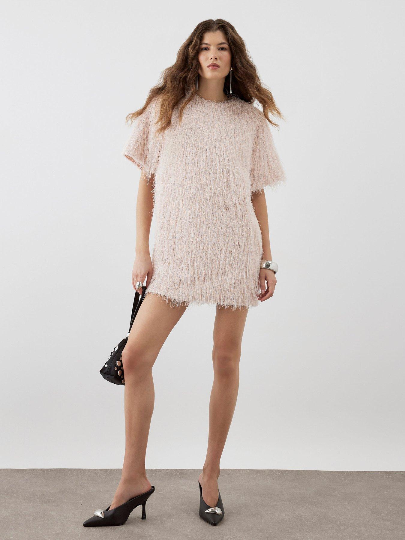River Island Fringe Oversized Tee - Pink