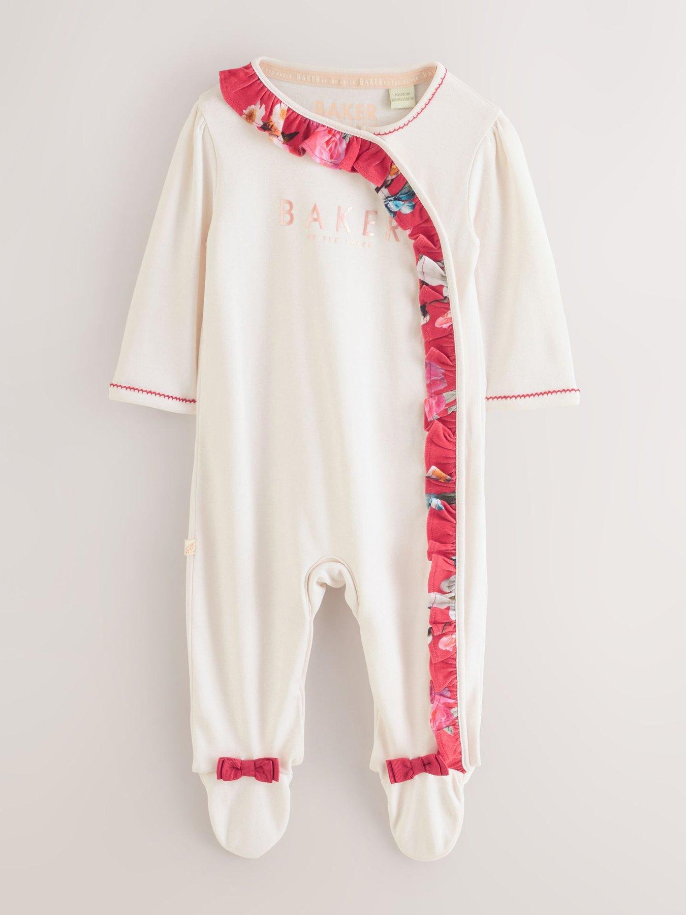  image of ted-baker-baby-girls-3-pack-floral-sleepsuits-red