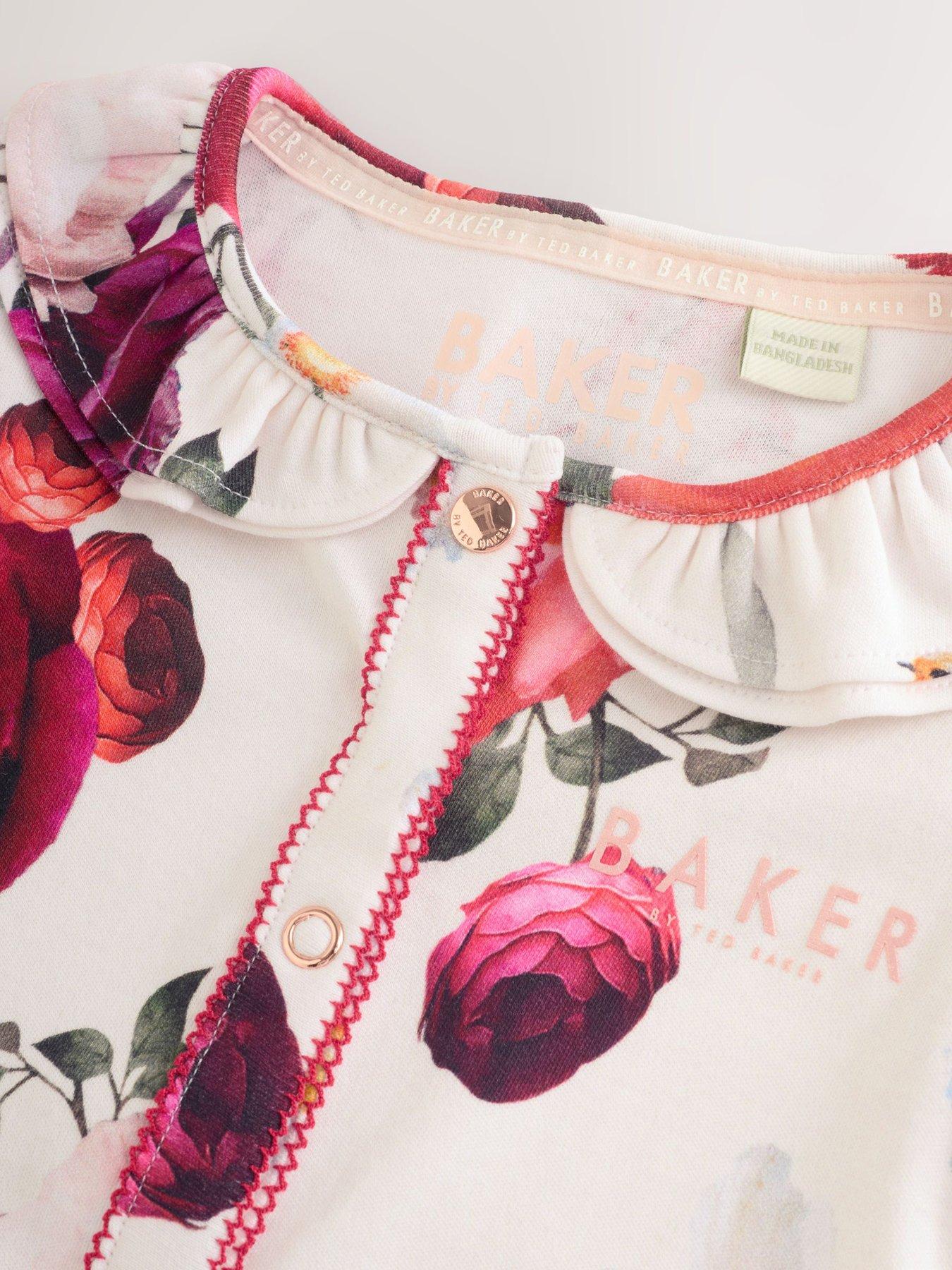  image of ted-baker-baby-girls-3-pack-floral-sleepsuits-red