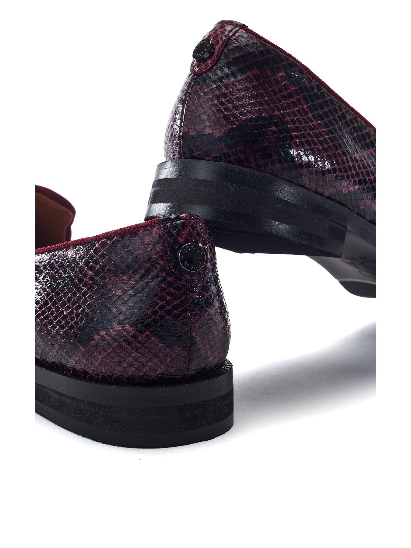  image of moda-in-pelle-fillipa-loafer-burgundy-snake-print
