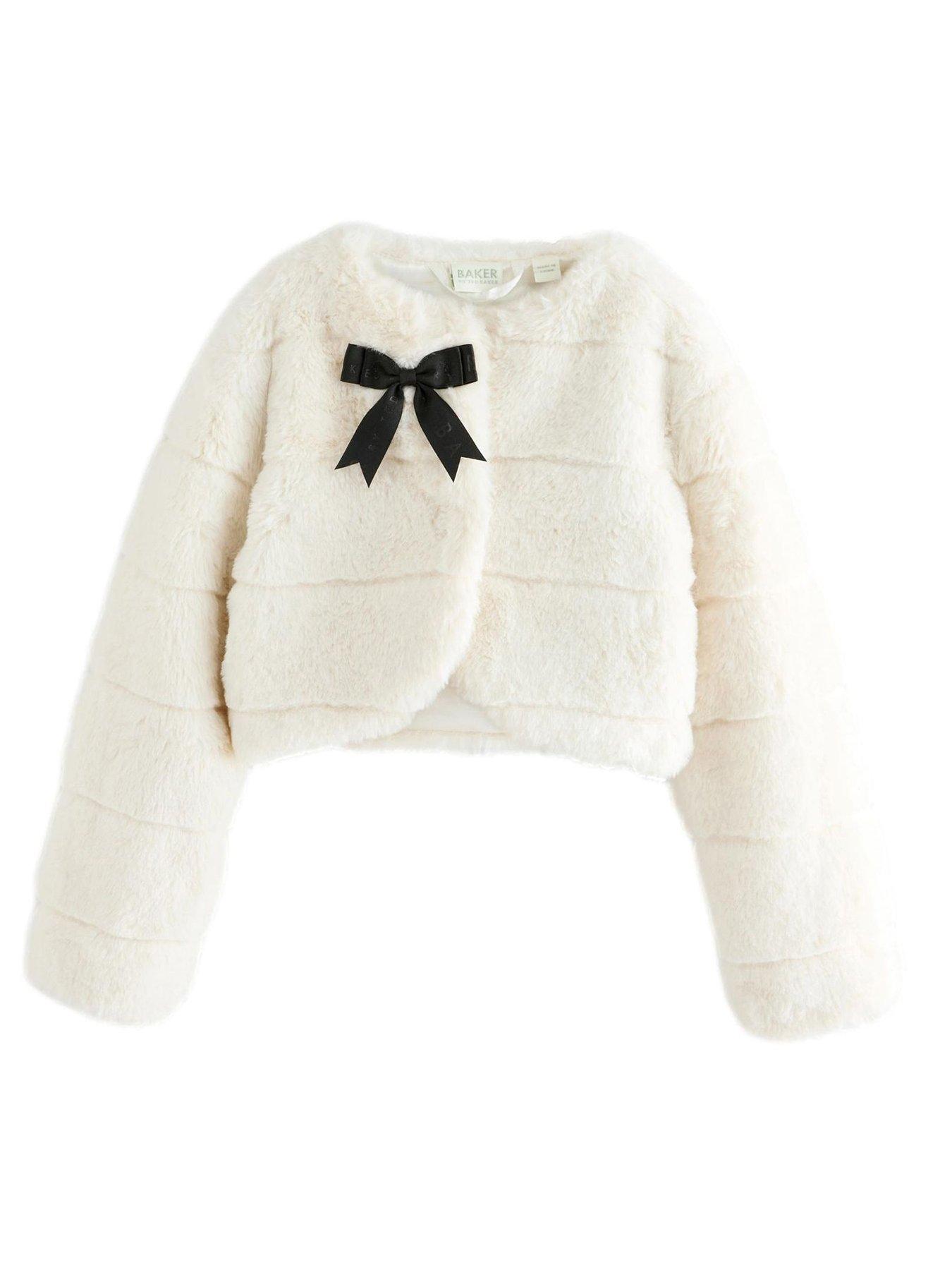 front image of ted-baker-older-girls-faux-fur-coat-cream