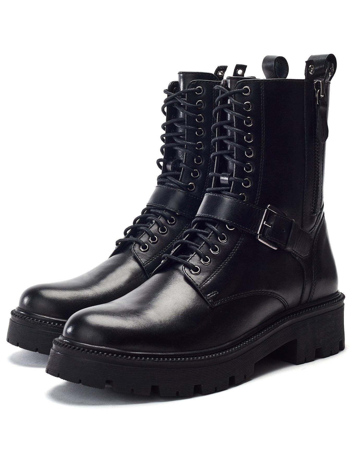 stillFront image of moda-in-pelle-buckle-detail-lace-up-chunky-boot--black