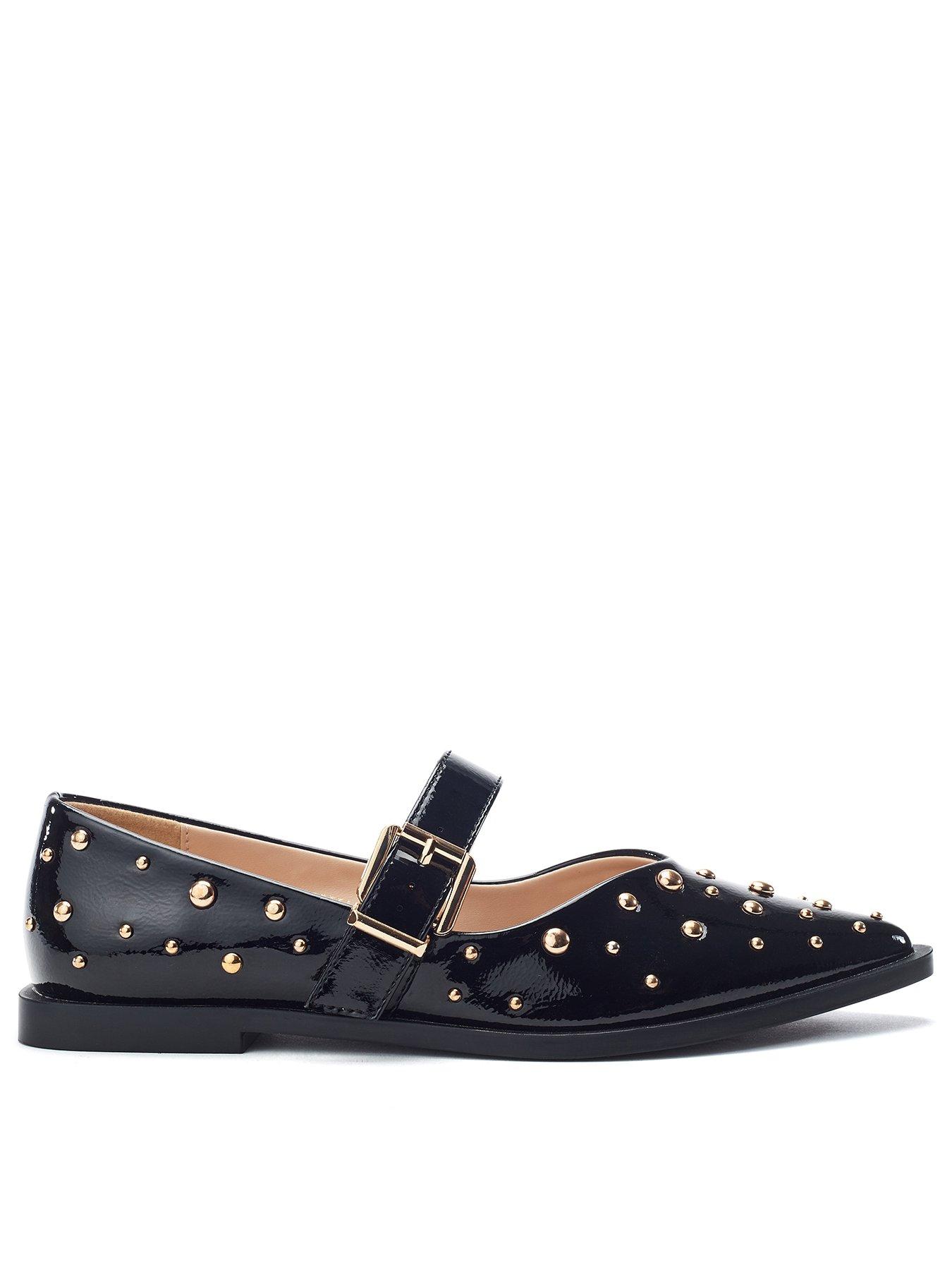  image of moda-in-pelle-flat-buckle-strap-mary-jane-with-stud-trim--black