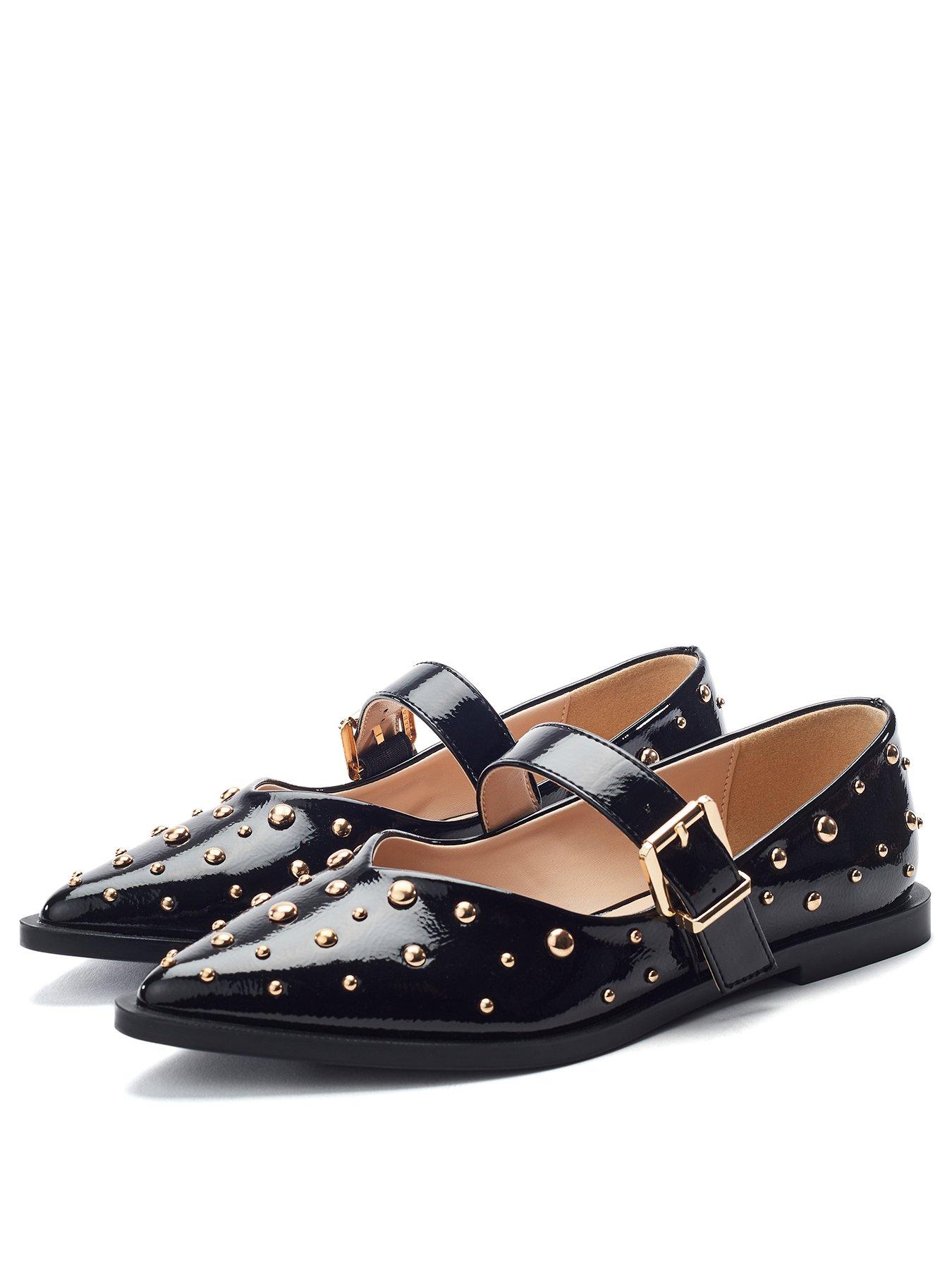  image of moda-in-pelle-flat-buckle-strap-mary-jane-with-stud-trim--black