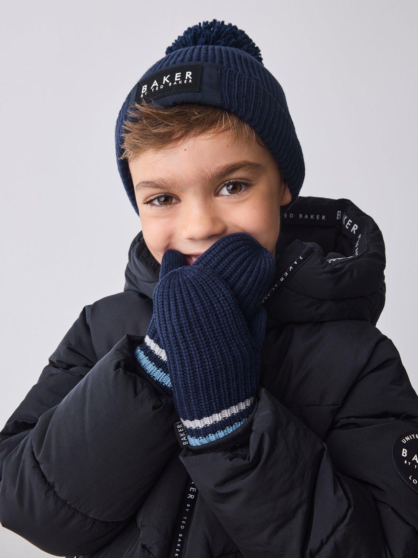 Image 2 of 6 of Ted Baker Younger Boys Pom Hat Set - Navy