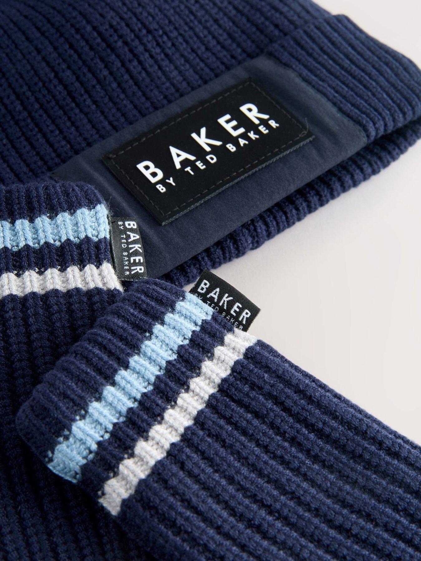 Image 4 of 6 of Ted Baker Younger Boys Pom Hat Set - Navy