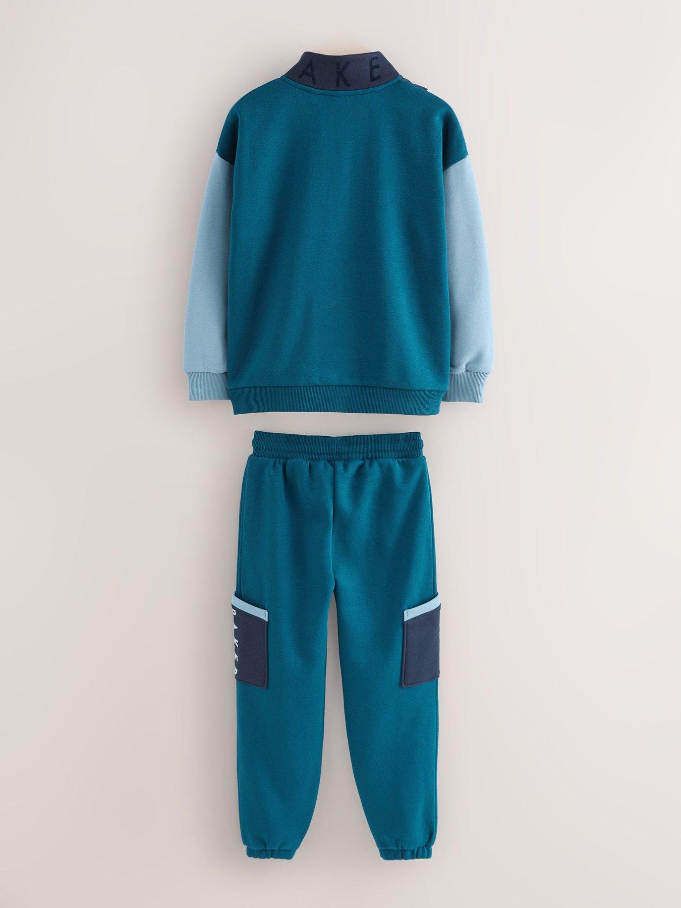  image of ted-baker-older-boys-colourblock-sweat-top-set-blue