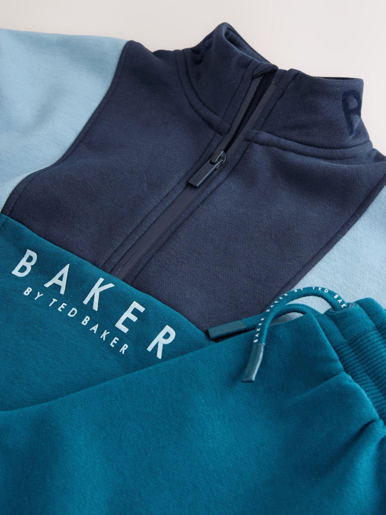  image of ted-baker-older-boys-colourblock-sweat-top-set-blue