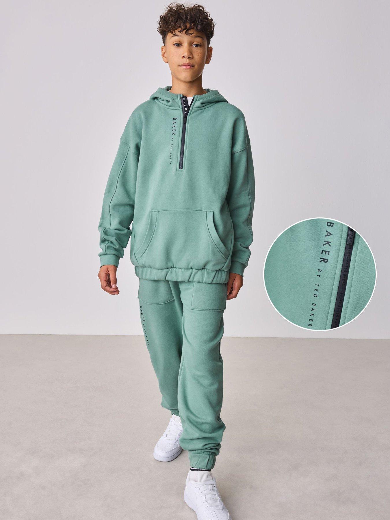  image of ted-baker-older-boys-hoodie-amp-jogger-set-green