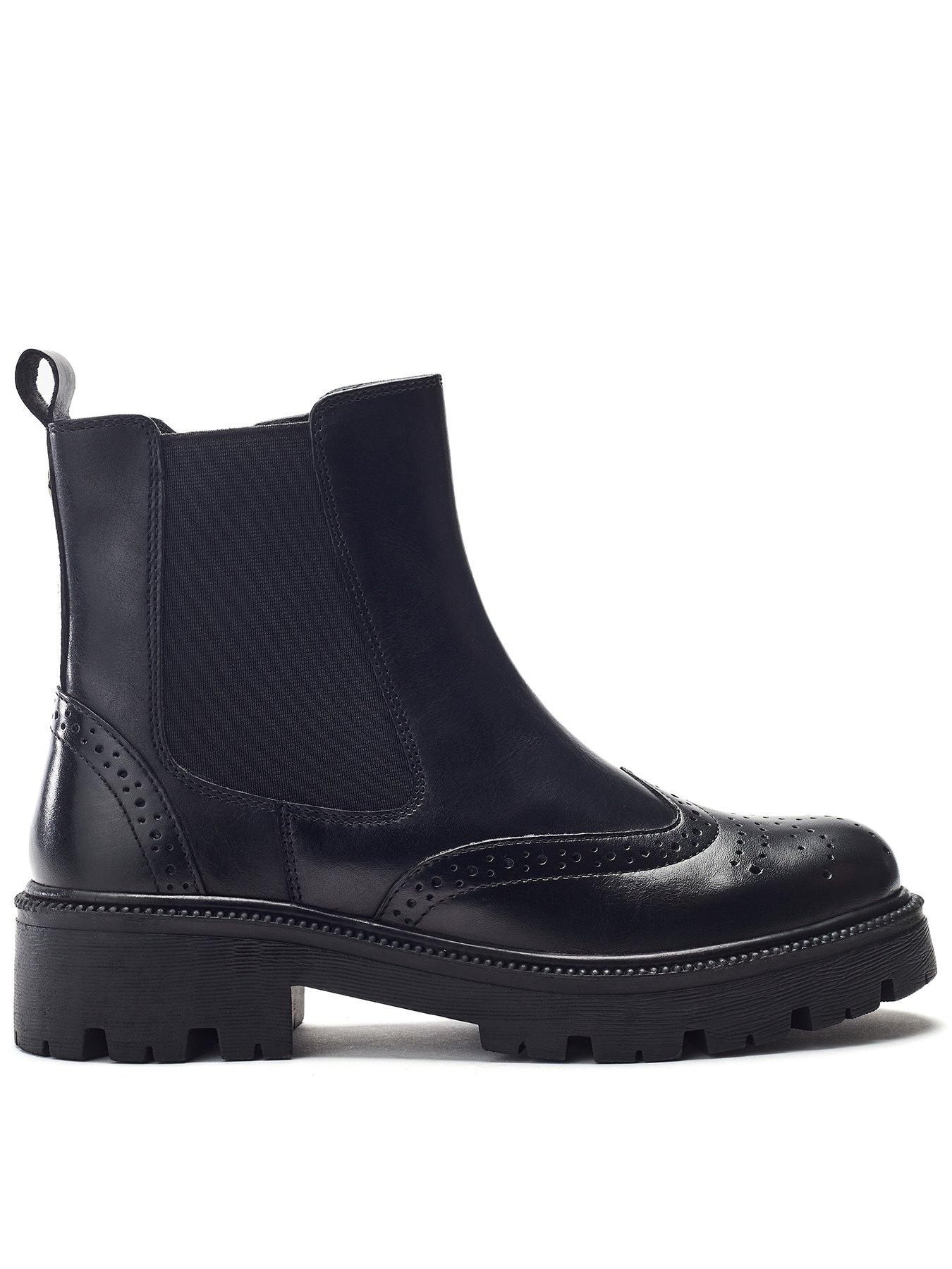  image of moda-in-pelle-chunky-chelsea-boot-with-broguing-detail--black