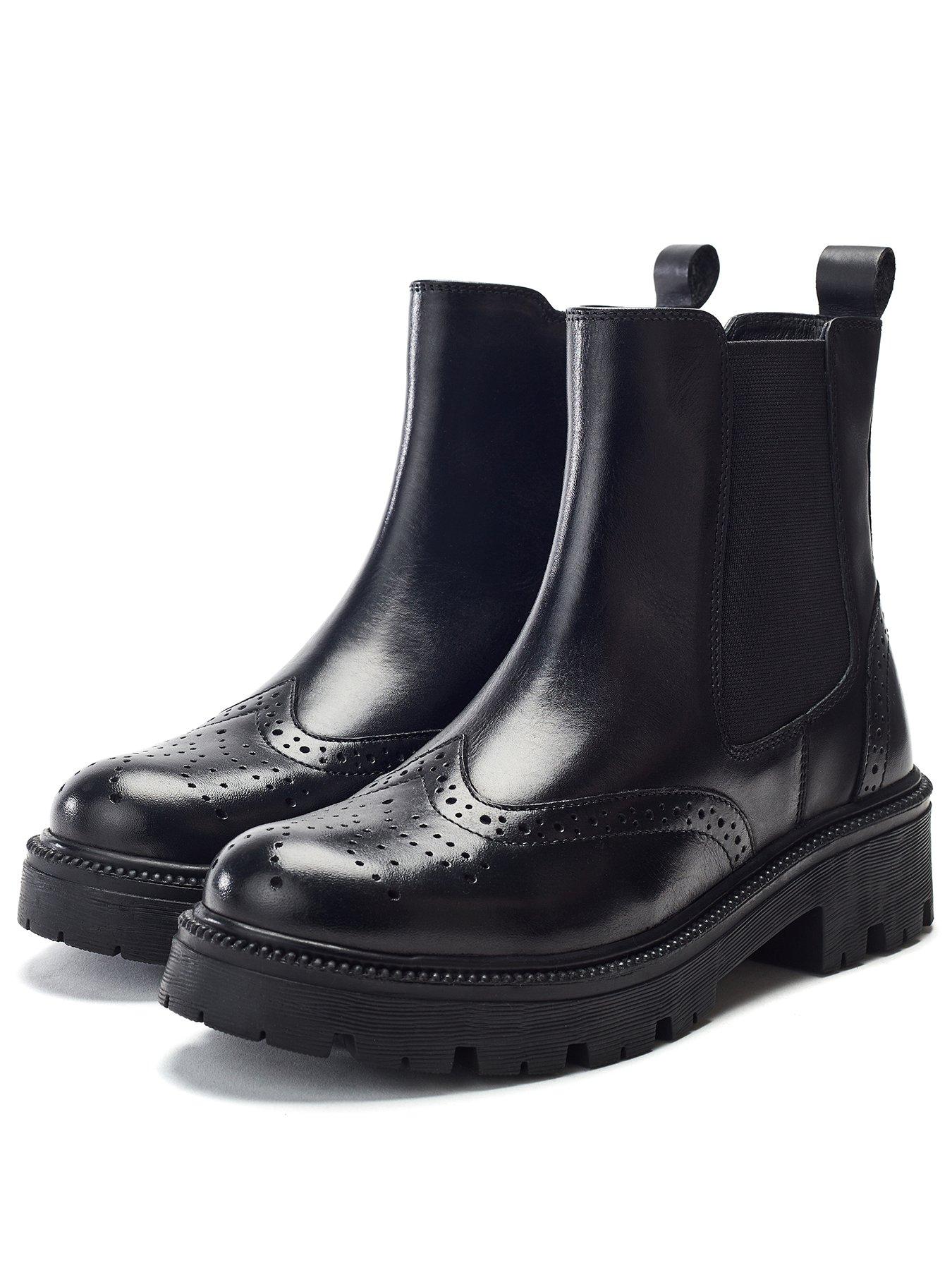  image of moda-in-pelle-chunky-chelsea-boot-with-broguing-detail--black