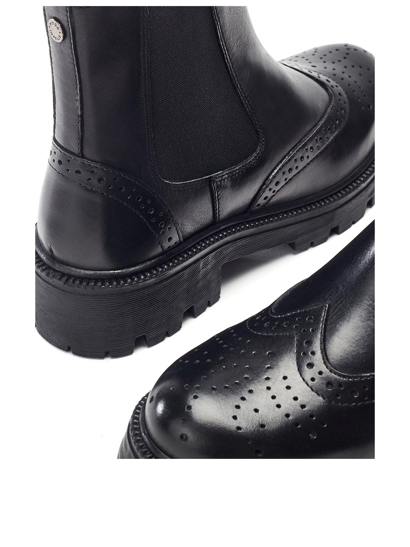  image of moda-in-pelle-chunky-chelsea-boot-with-broguing-detail--black