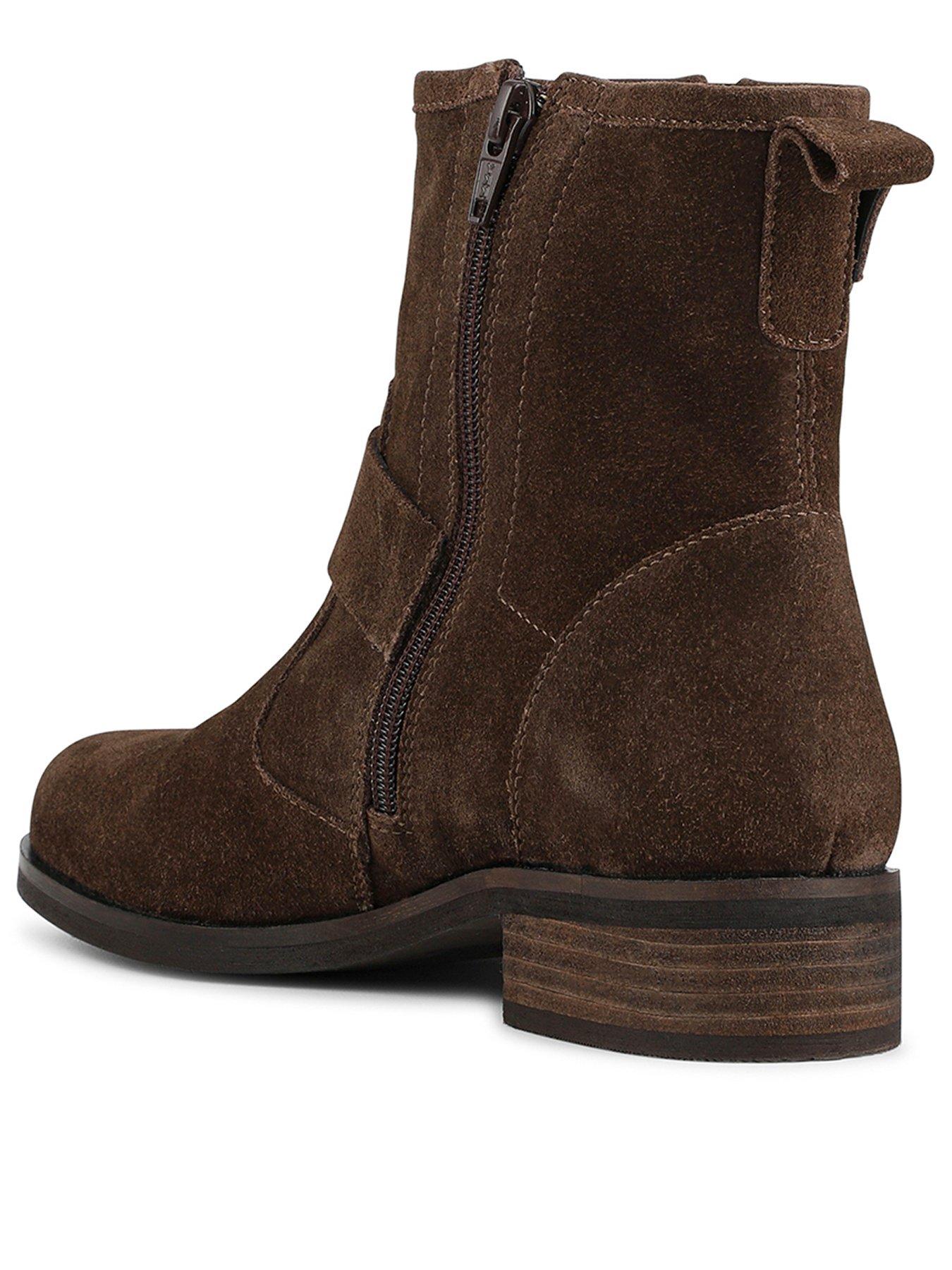Image 3 of 5 of Jones Bootmaker Maribel Suede Buckle Ankle Boot - Chocolate