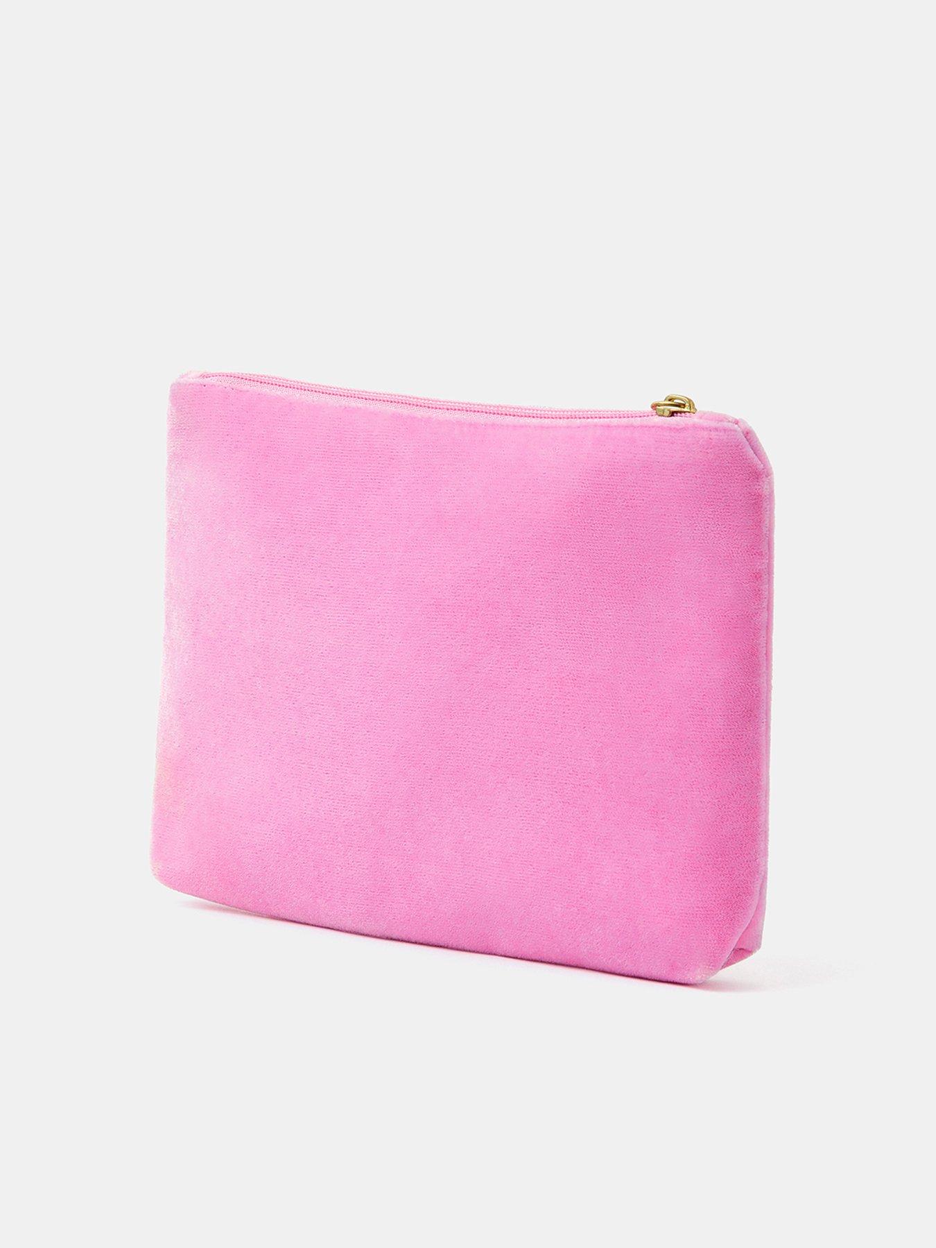 Image 2 of 4 of Accessorize Girls Velvet Initial Pouch - Pink