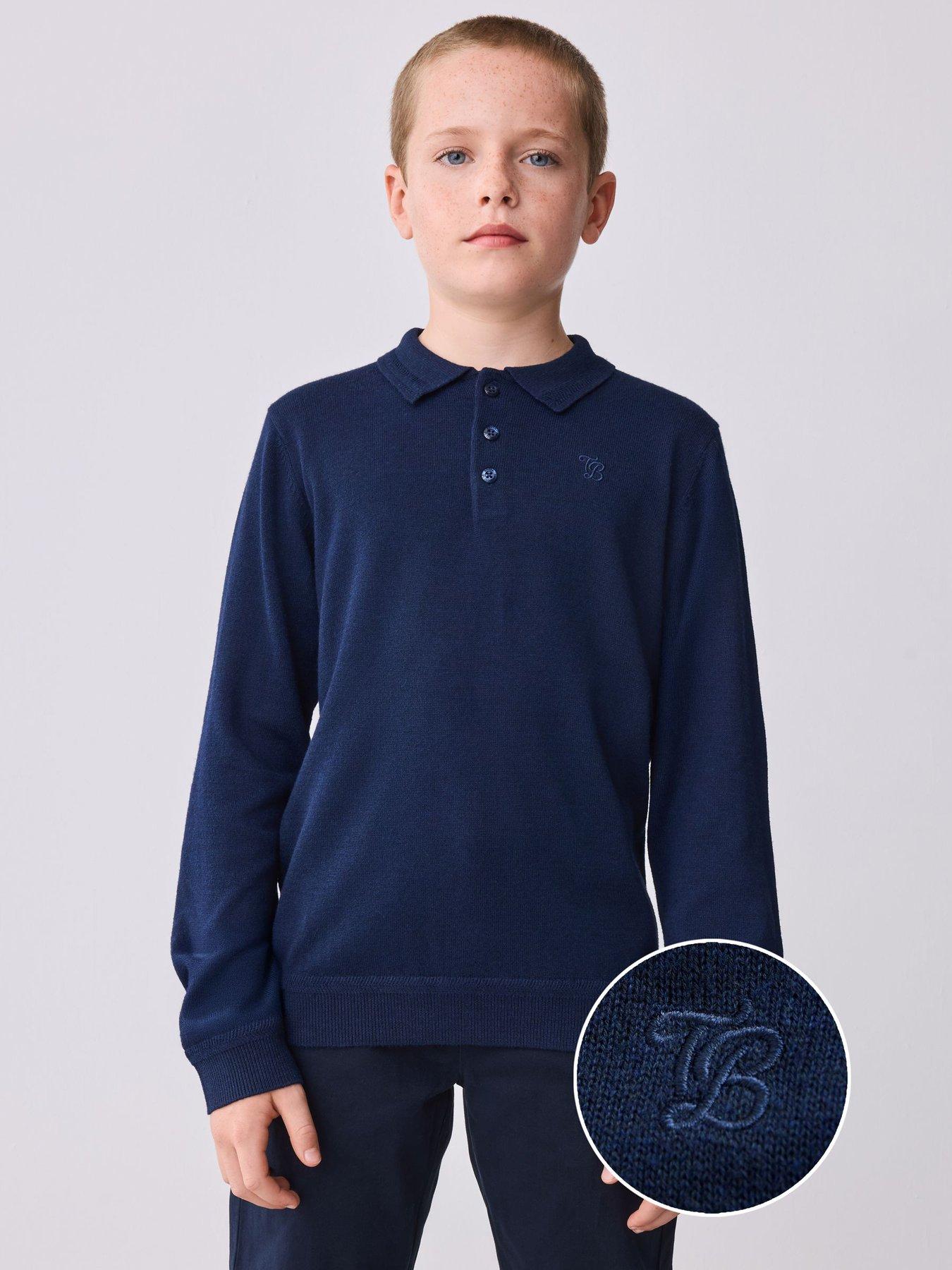 Ted Baker Older Boys Knit Polo Shirts - Navy
