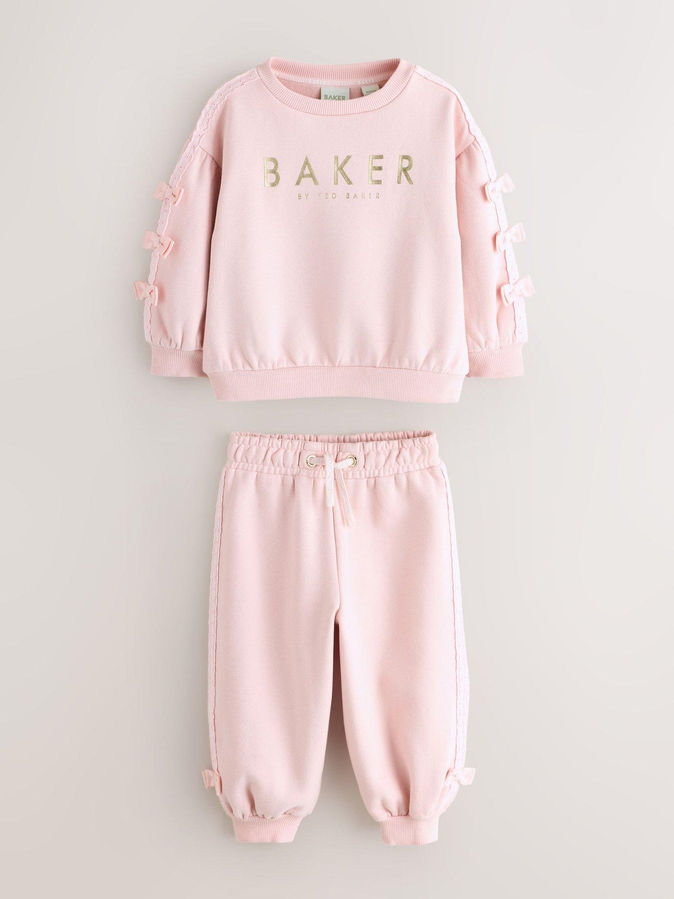  image of ted-baker-younger-girls-bow-sweat-set-pink