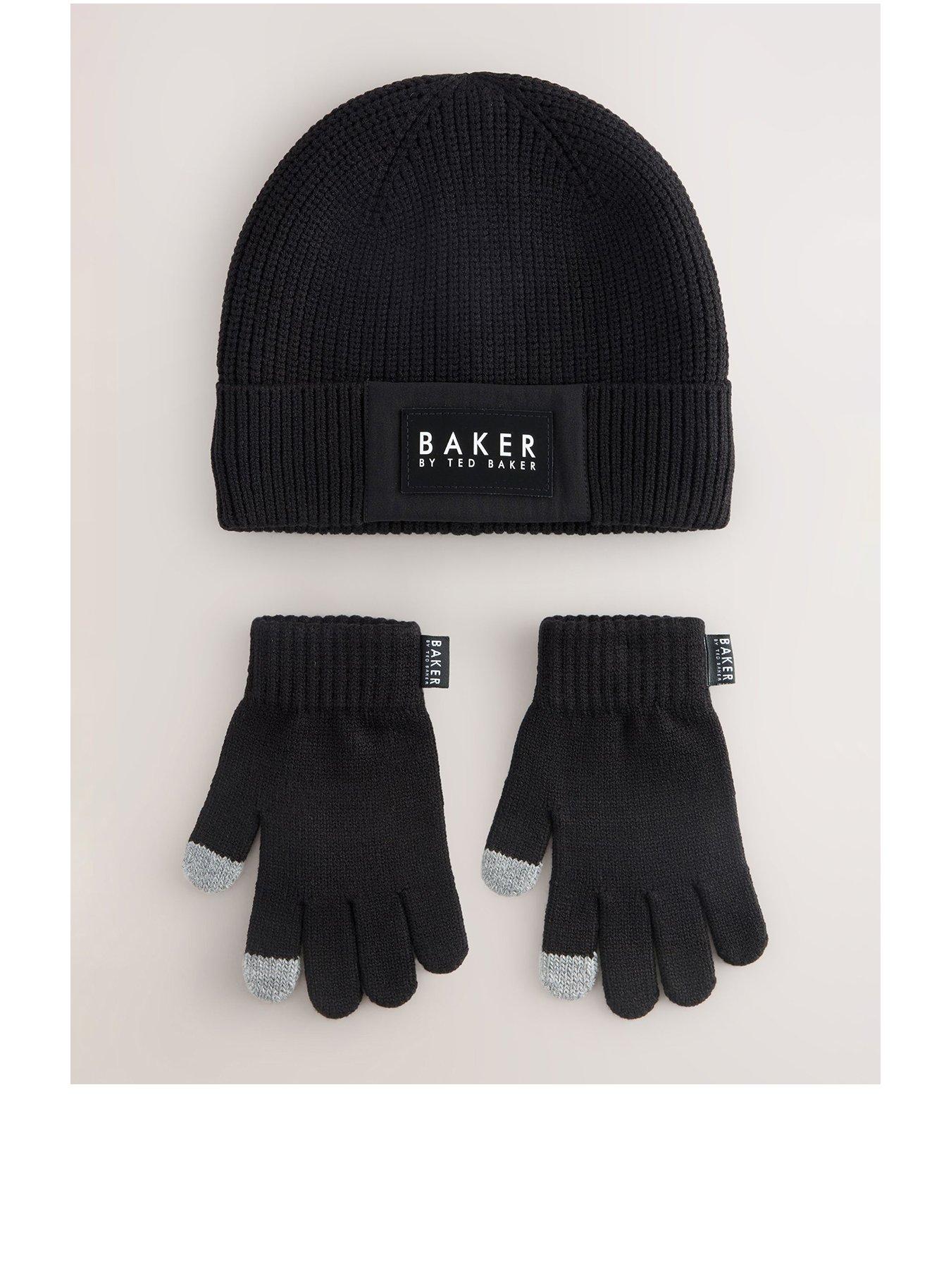  image of ted-baker-older-boys-beanie-set-black