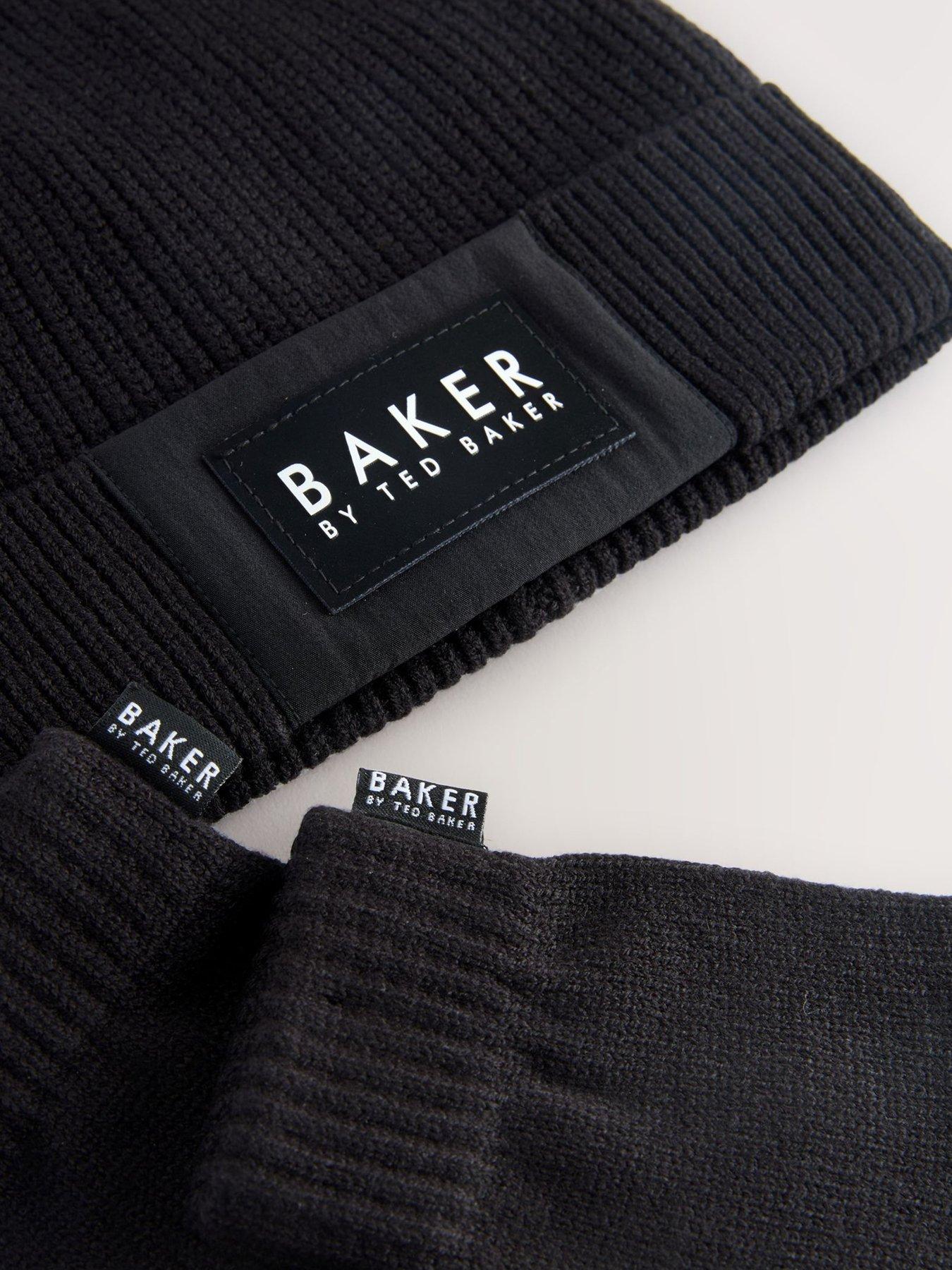  image of ted-baker-older-boys-beanie-set-black
