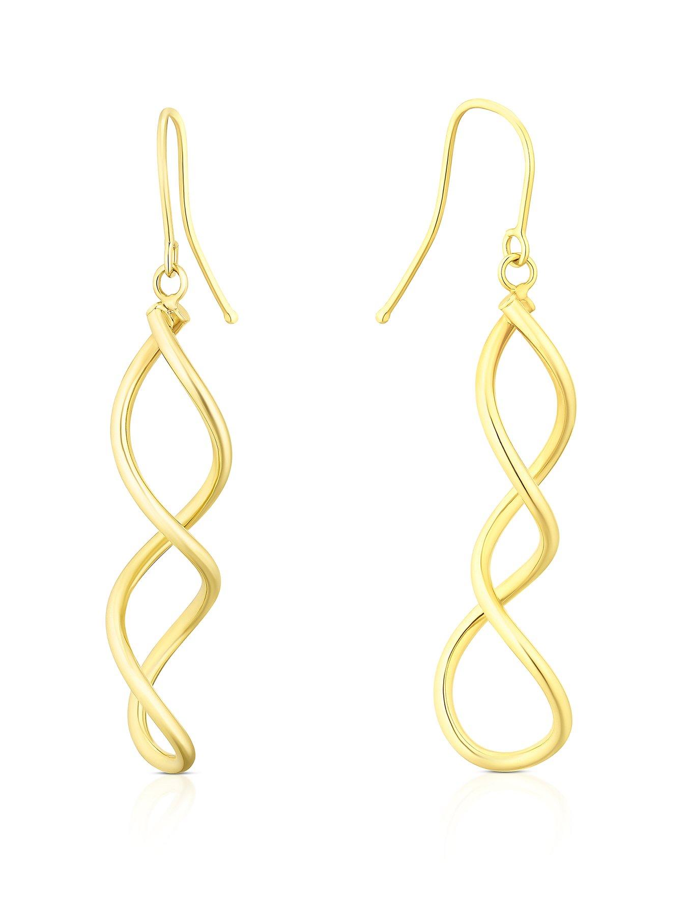 Image 1 of 2 of Ernest Jones 9ct Gold Polished Twist 3D Drop Earrings