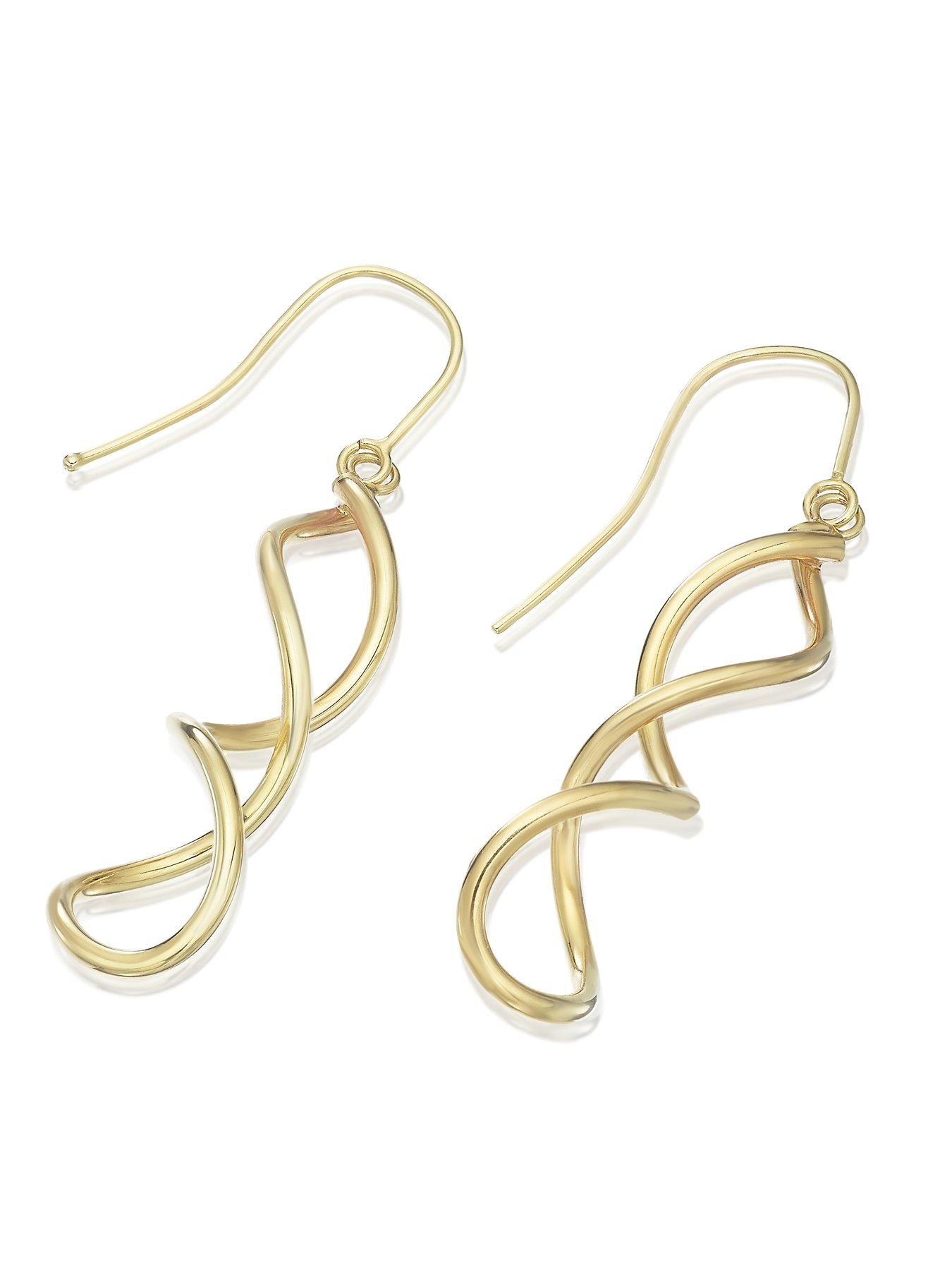 Image 2 of 2 of Ernest Jones 9ct Gold Polished Twist 3D Drop Earrings
