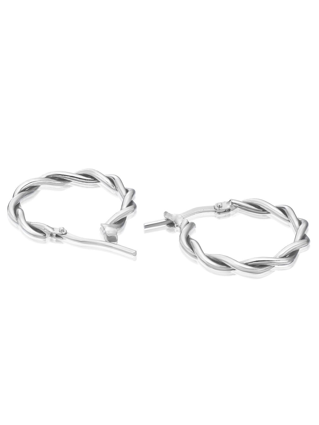  image of ernest-jones-sterling-silver-twist-hoop-earrings-15mm-one-colour