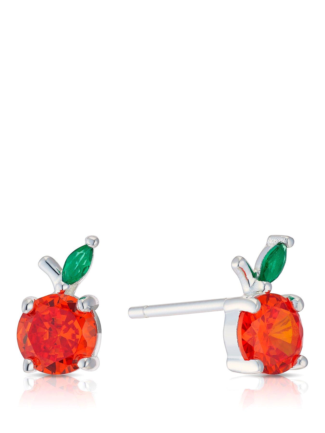 H. Samuel Sterling Silver Cubic Zirconia Orange Stud Earrings