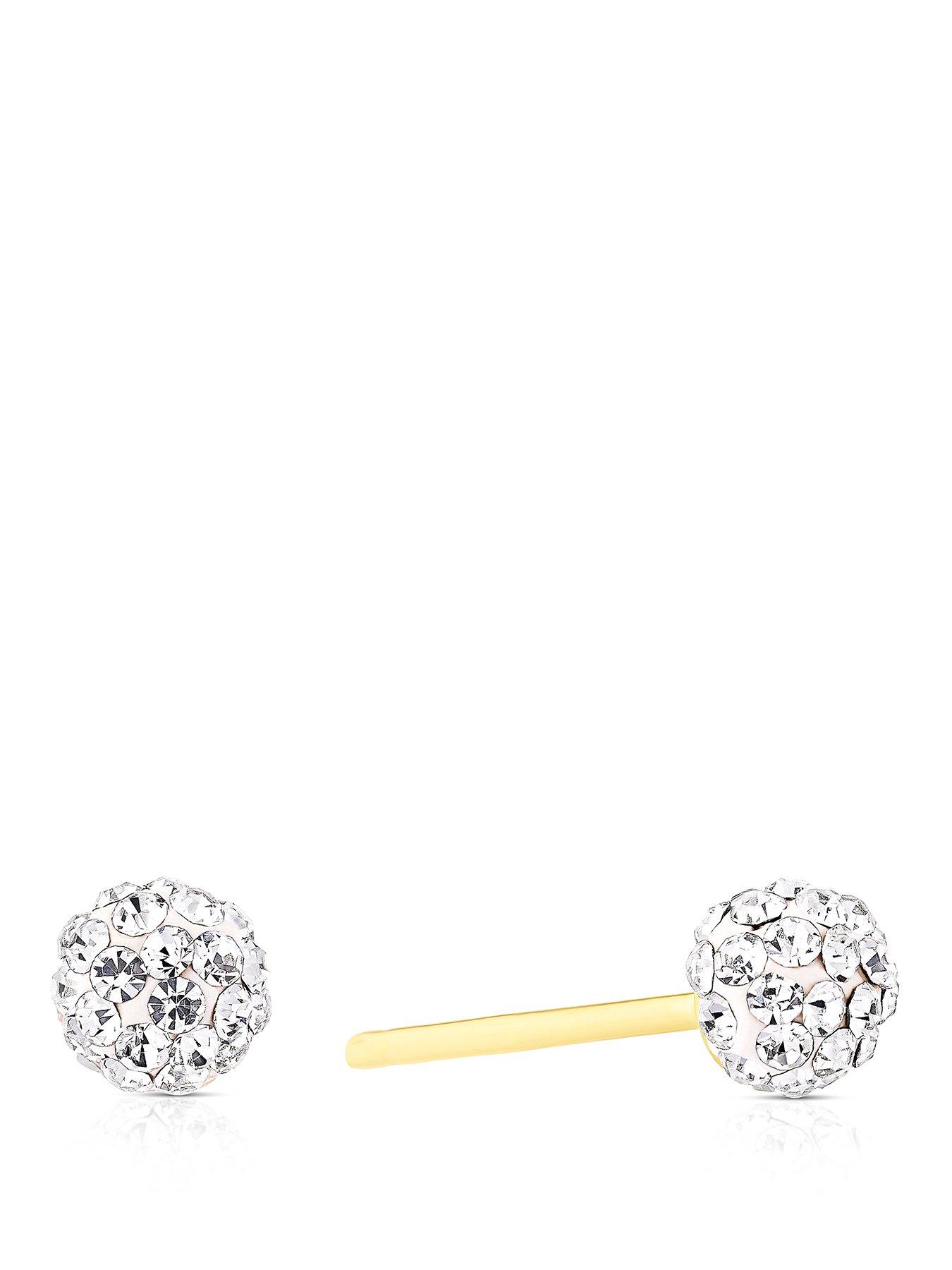 H. Samuel 9ct Gold 5mm Crystal Ball Stud Earrings