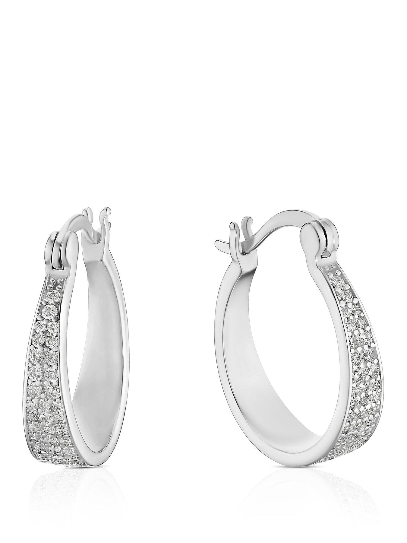 Image 1 of 2 of H. Samuel Sterling Silver Pav&eacute; Set CZ Hoop Earrings