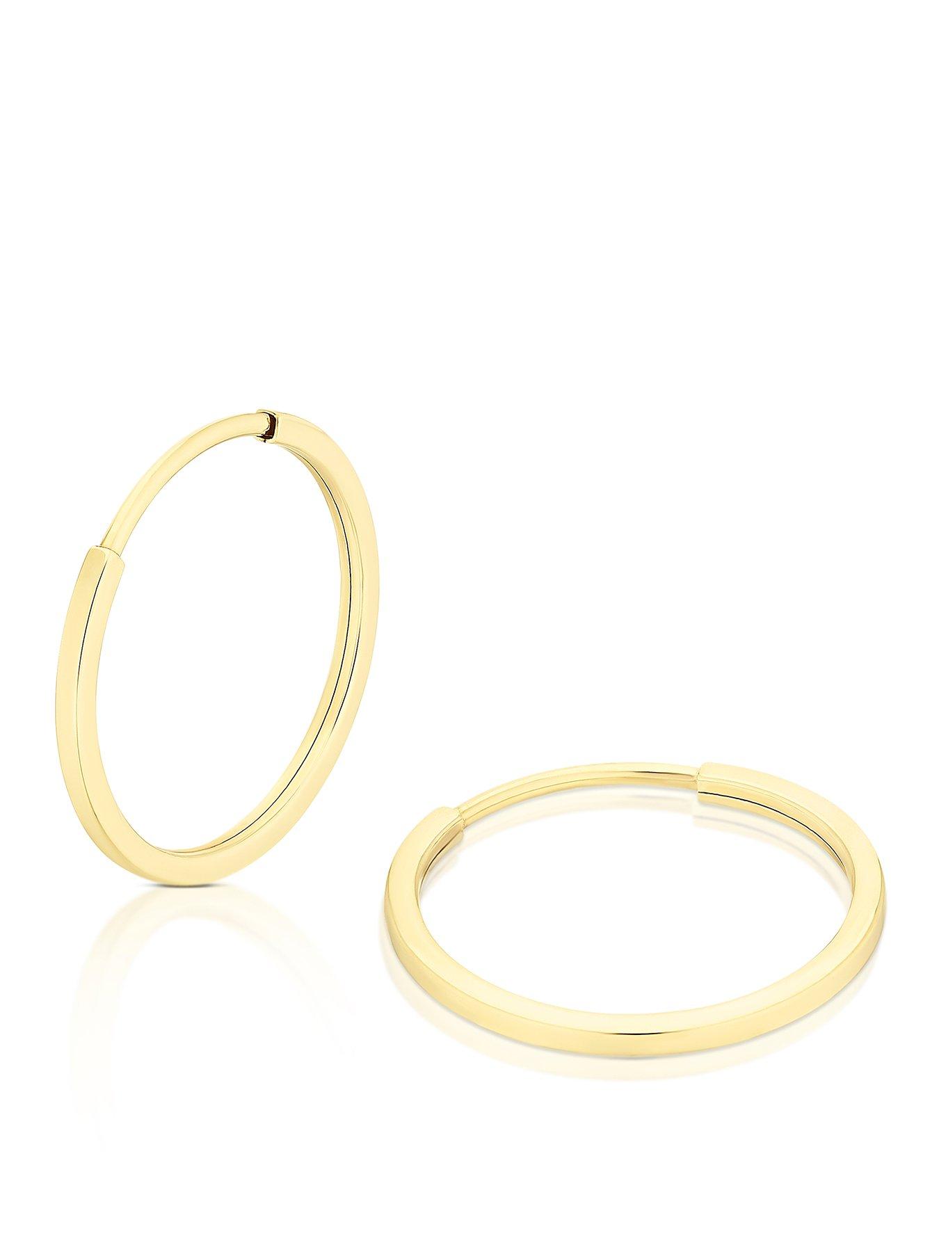 undefined 9ct Gold Sleeper Hoops 12Mm - One Colour