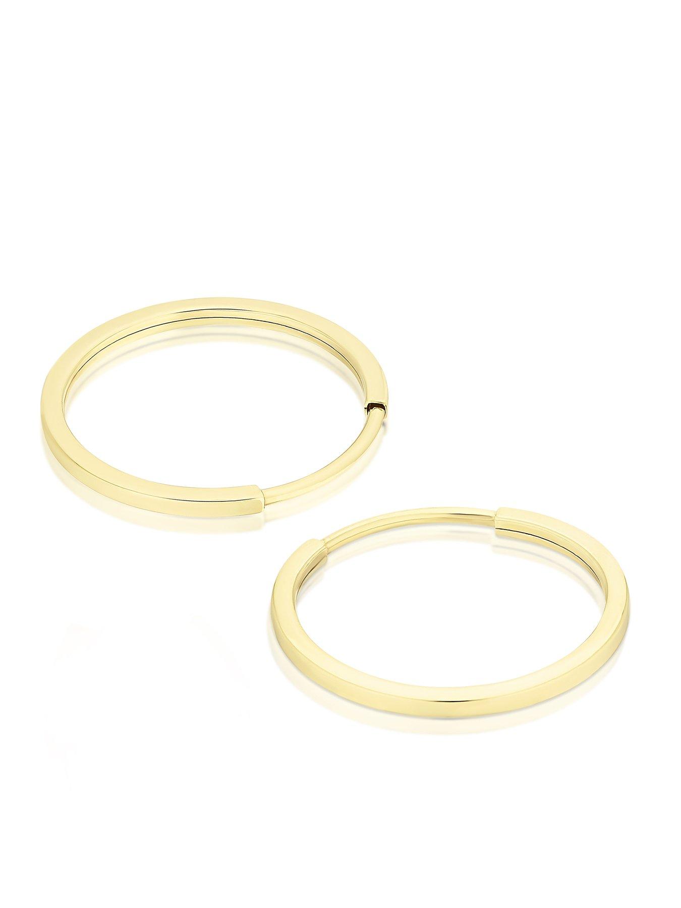 Image 2 of 2 of Ernest Jones 9ct Gold Sleeper Hoops 12Mm - One Colour