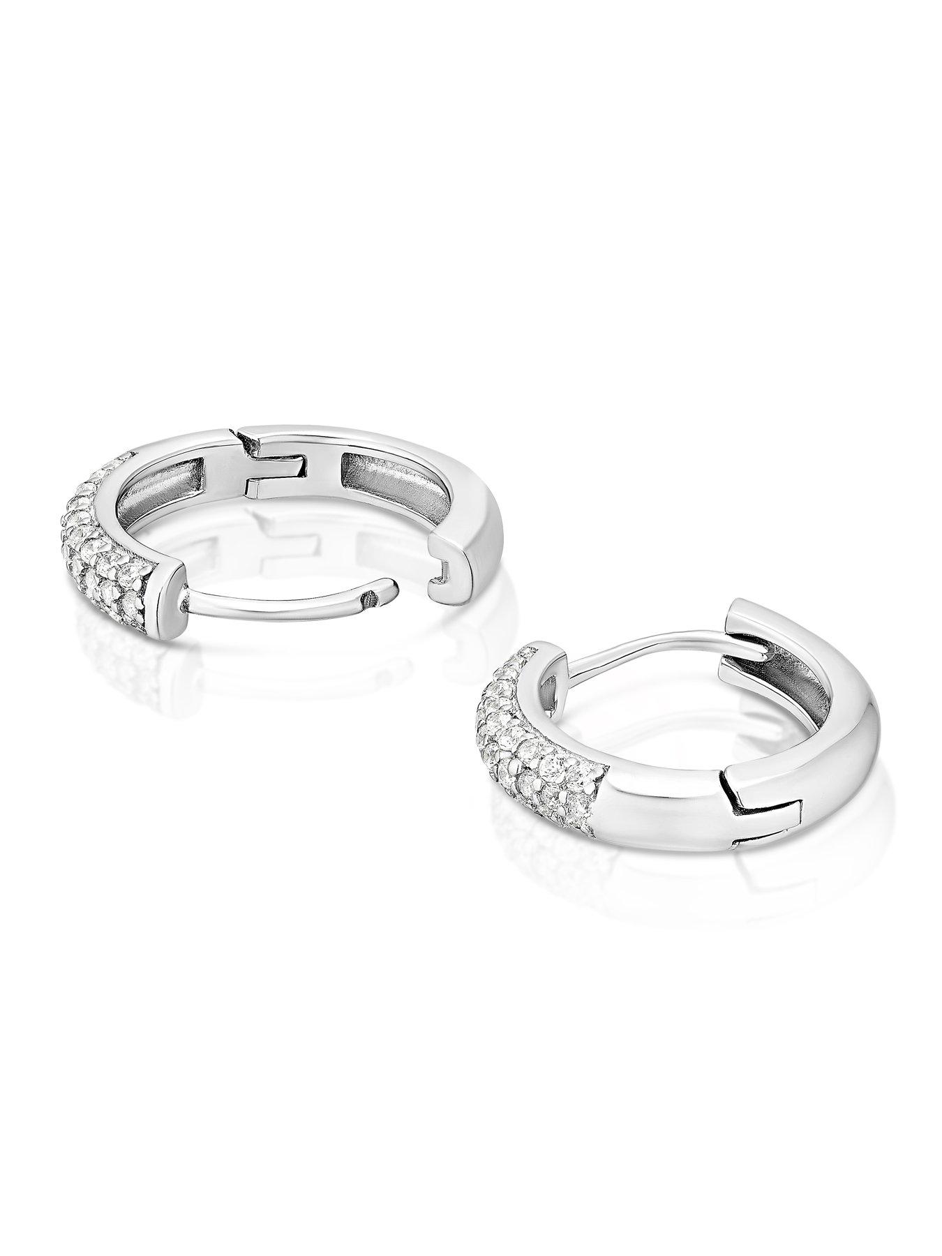 Image 2 of 2 of Ernest Jones Sterling Silver Rhod Cz Huggies - One Colour