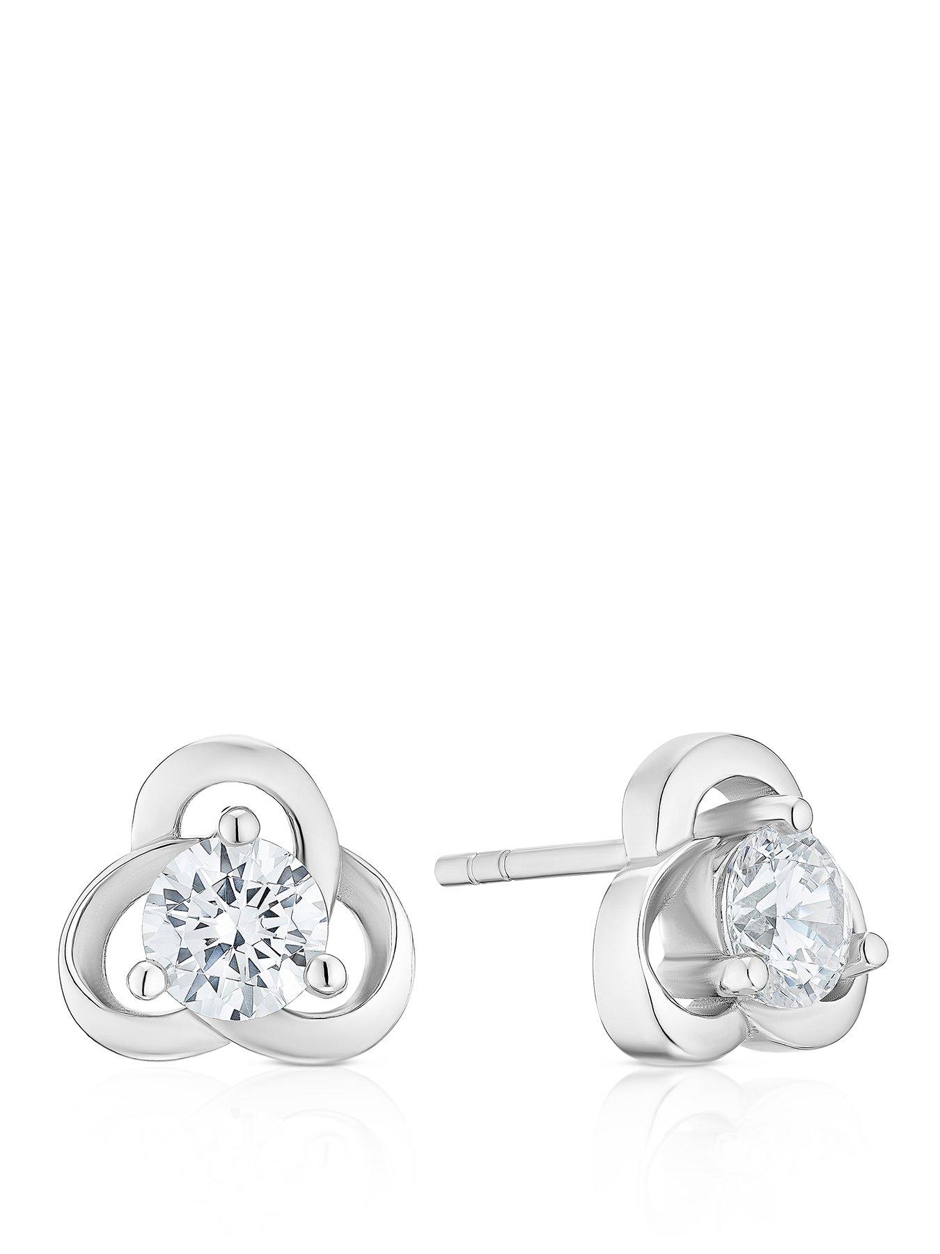 ernest-jones-sterling-silver-cz-knot-stud-earrings