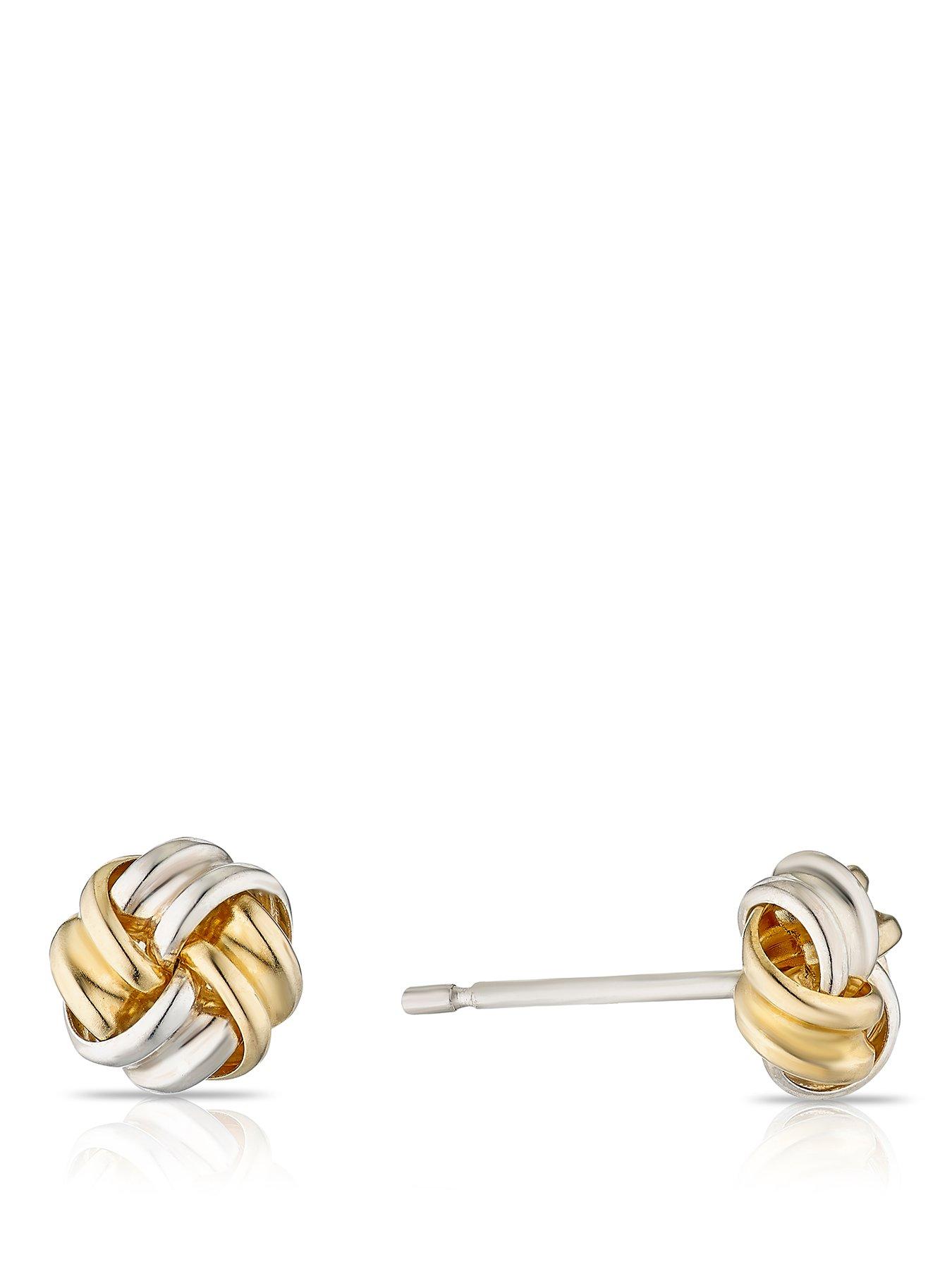 undefined Sterling Silver  &  9ct Gold 6mm Knot Stud Earrings
